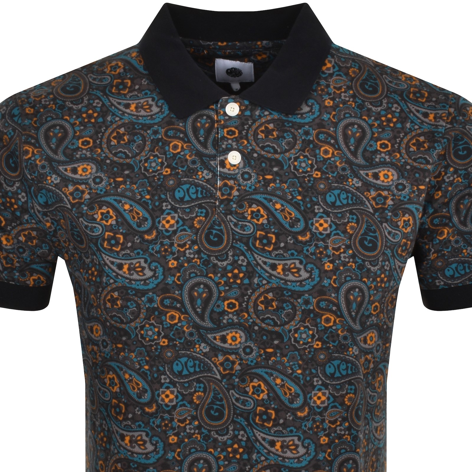 Shop Pretty Green Wonderwall Paisley Polo T Shirt Grey