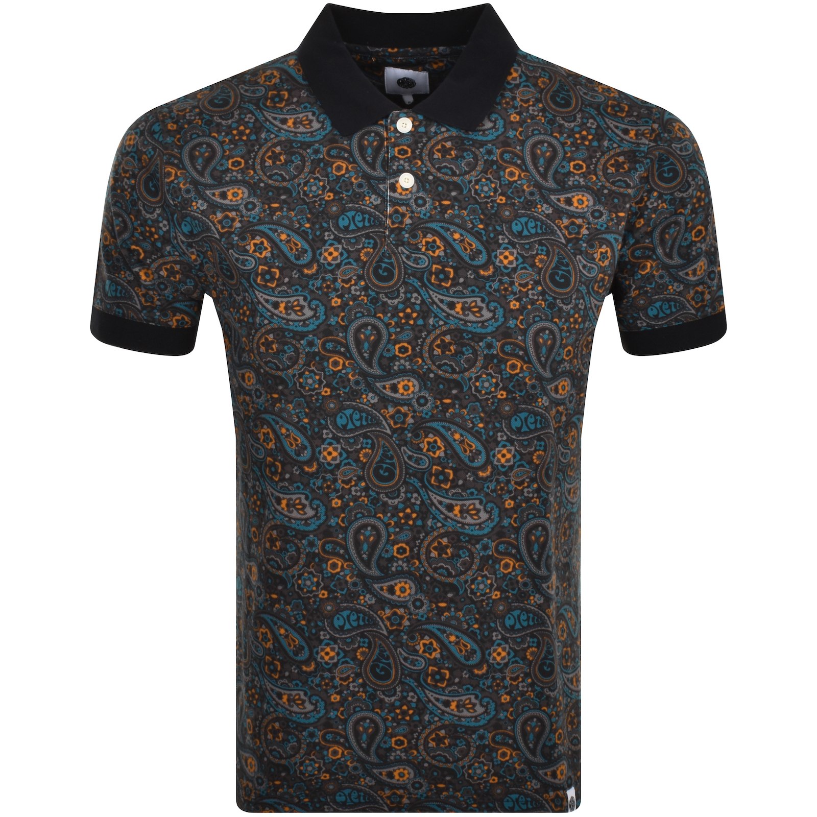 Shop Pretty Green Wonderwall Paisley Polo T Shirt Grey