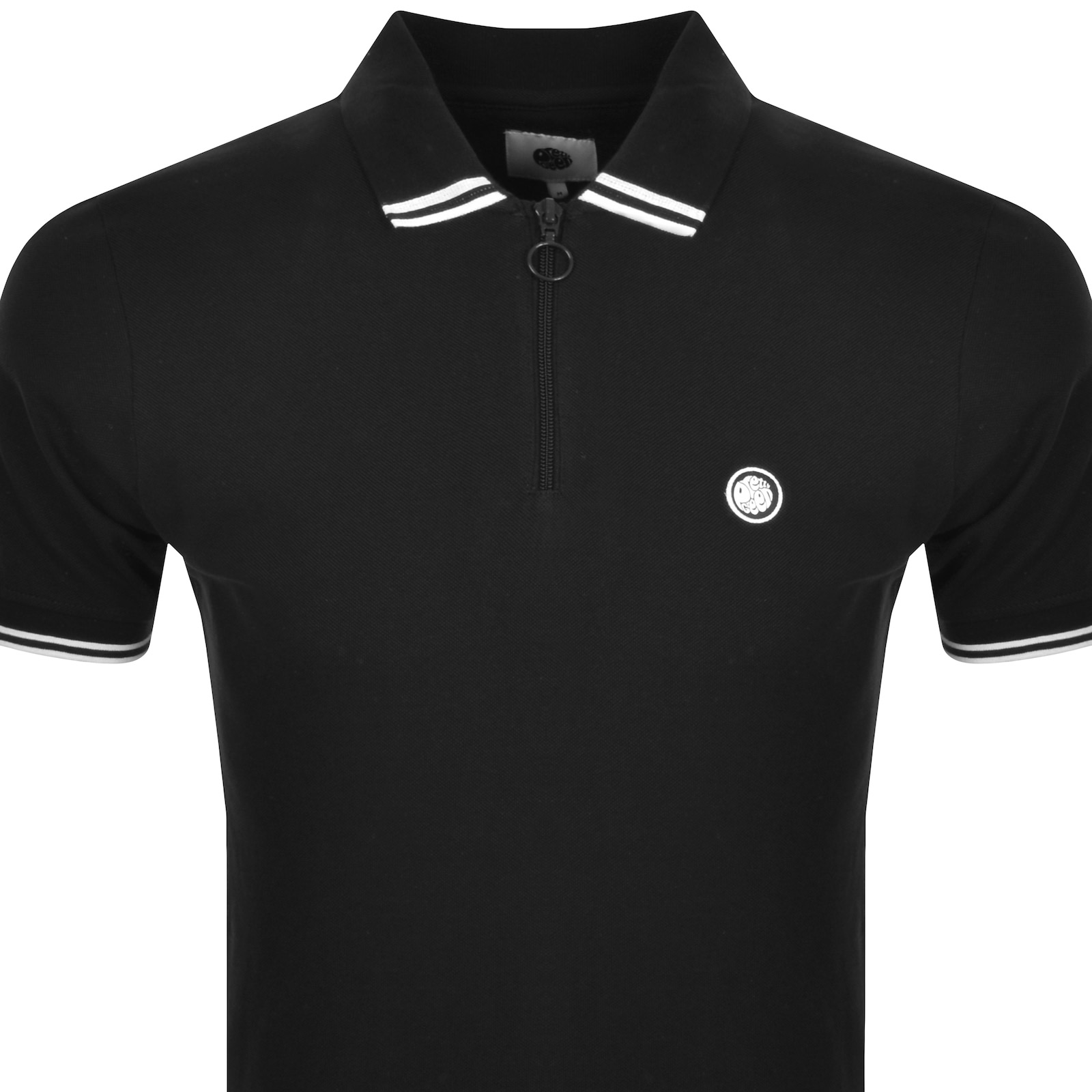 Shop Pretty Green Mountfield Zip Polo T Shirt Black