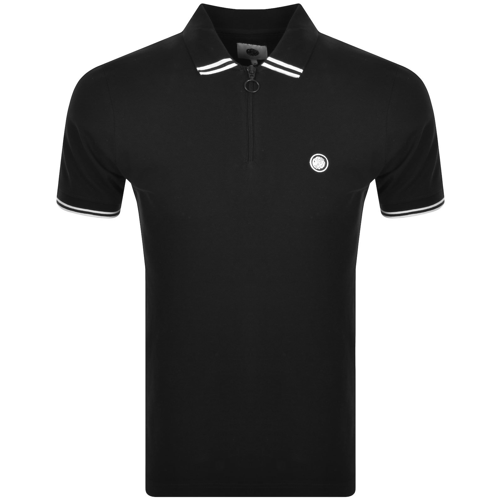 Shop Pretty Green Mountfield Zip Polo T Shirt Black