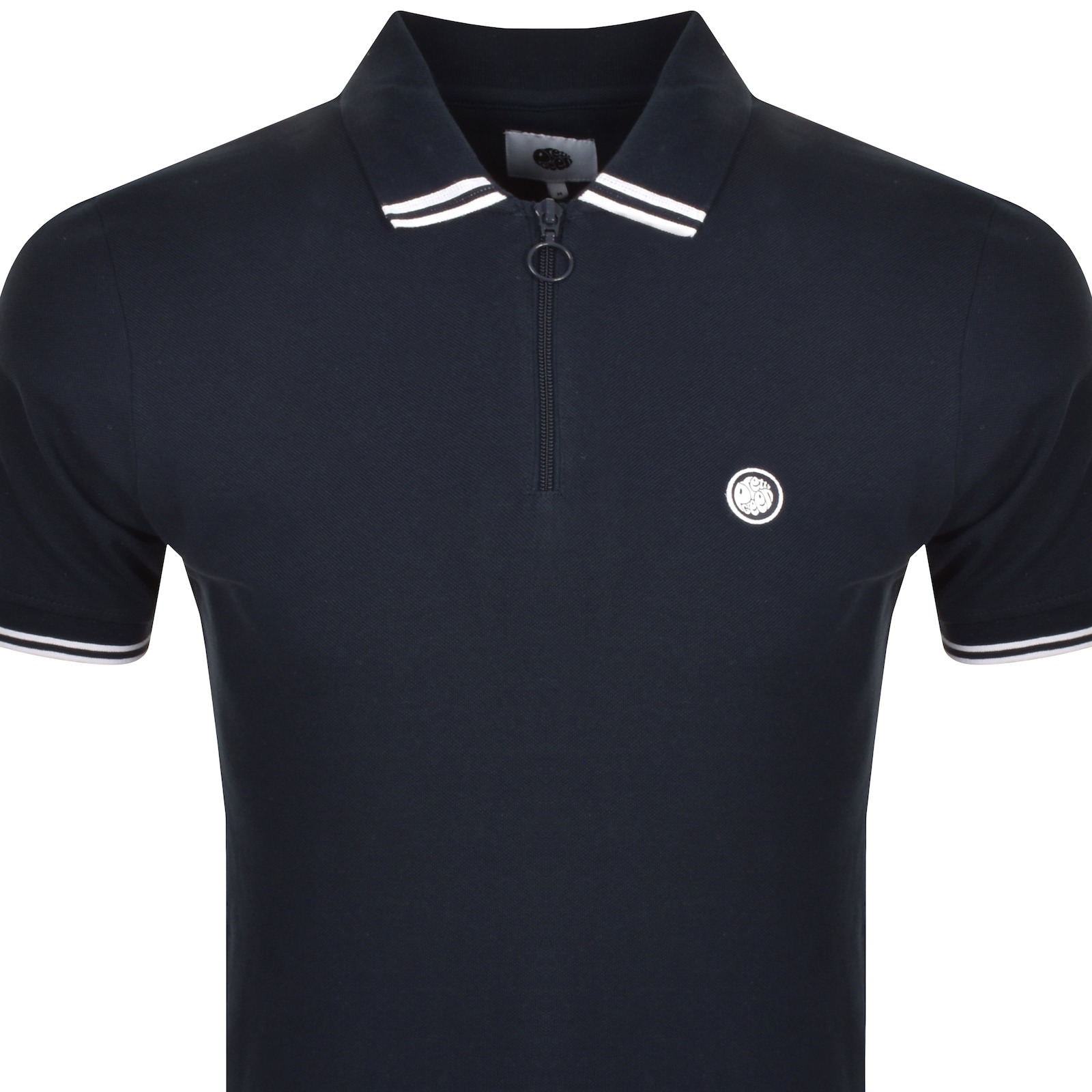 Shop Pretty Green Mountfield Zip Polo T Shirt Navy