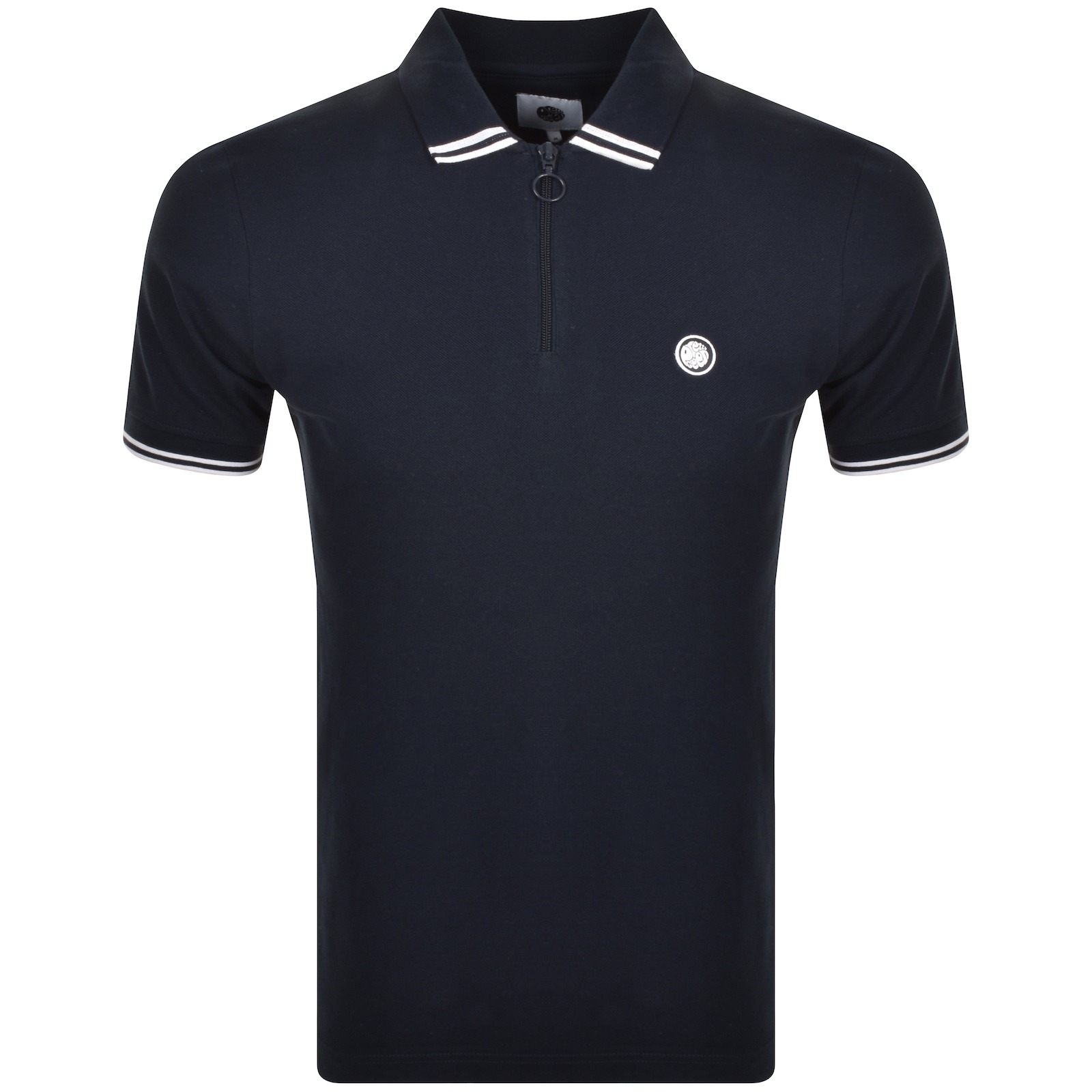 Shop Pretty Green Mountfield Zip Polo T Shirt Navy