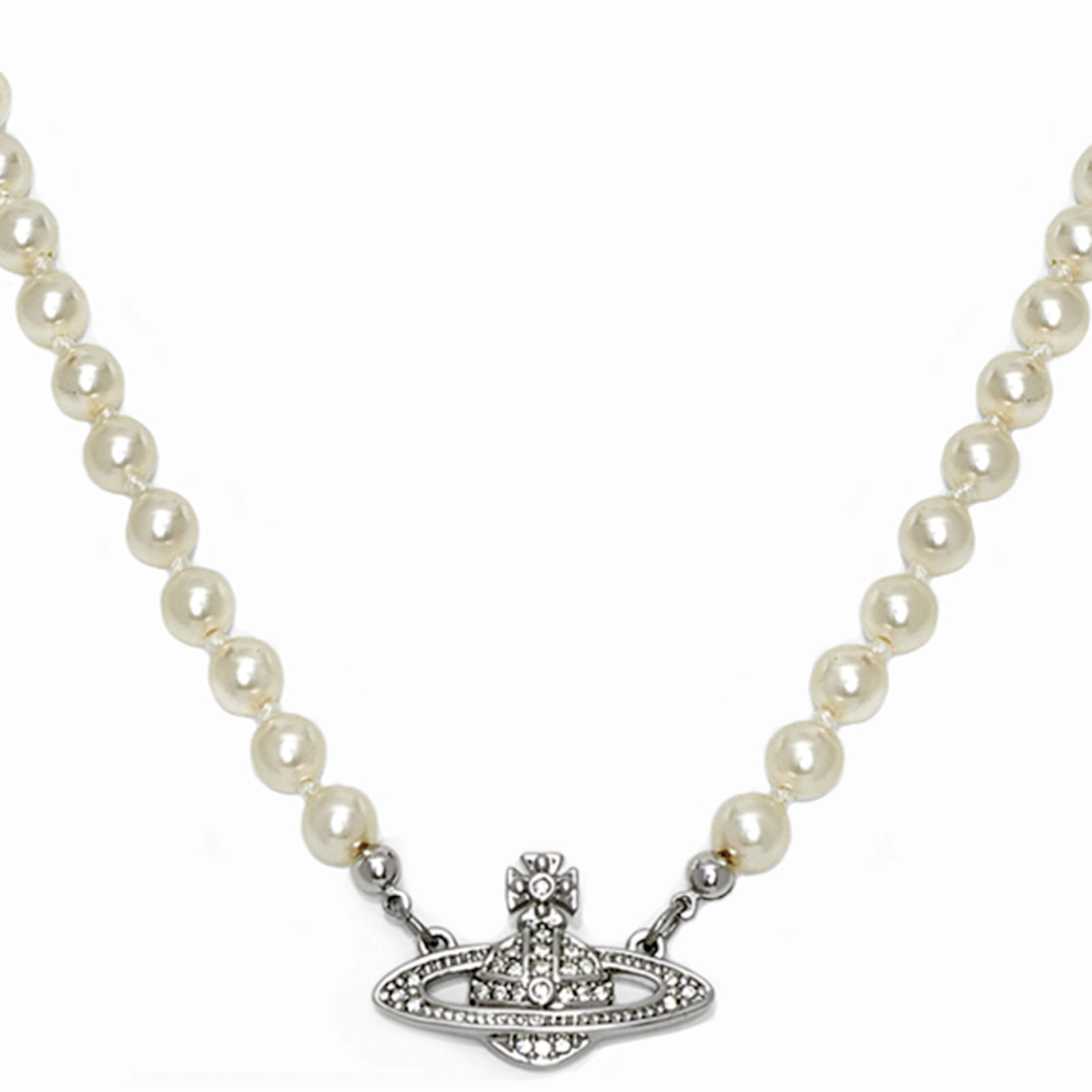 Vivienne Westwood Relief Pearl Necklace Cream In Cream