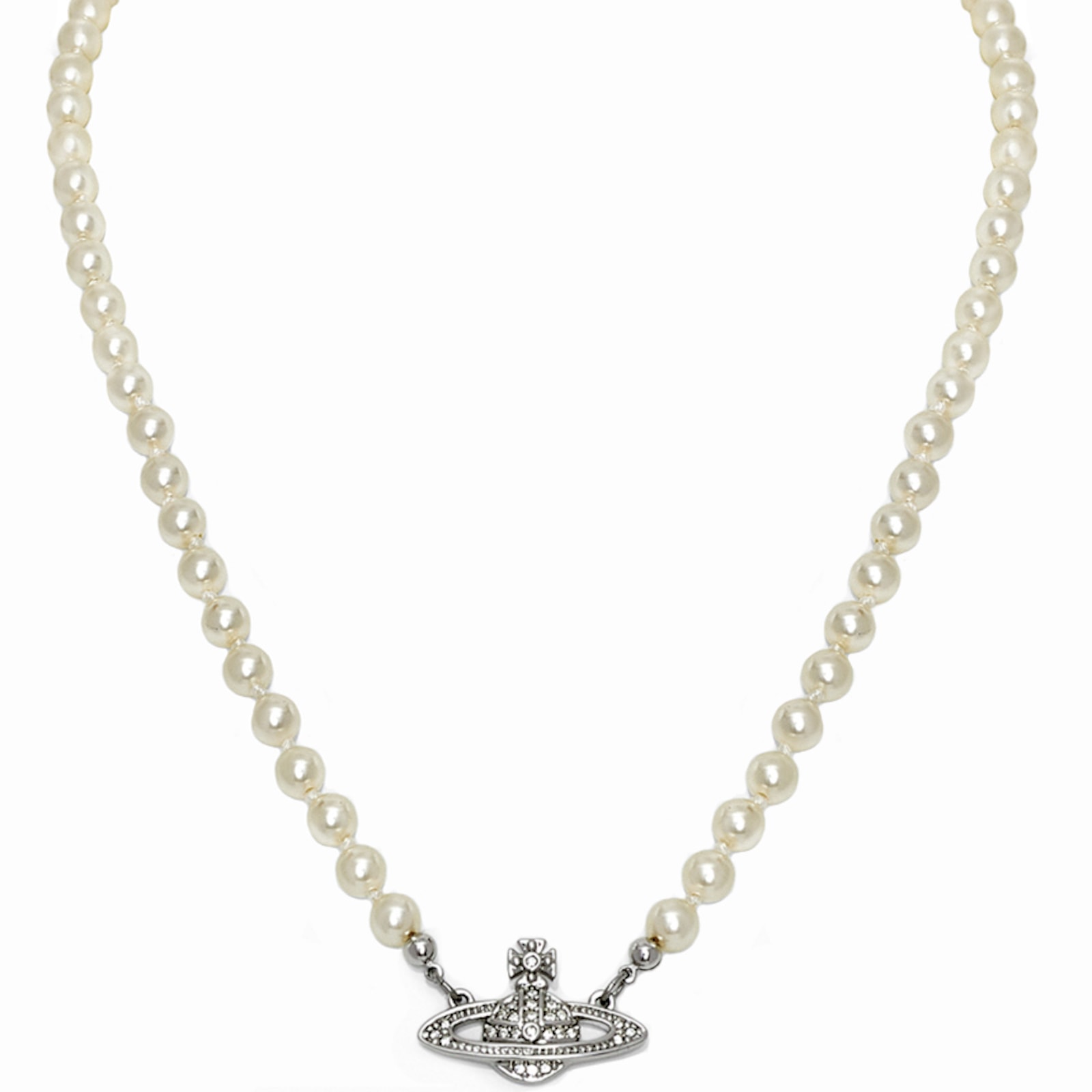 Vivienne Westwood Relief Pearl Necklace Cream In Cream