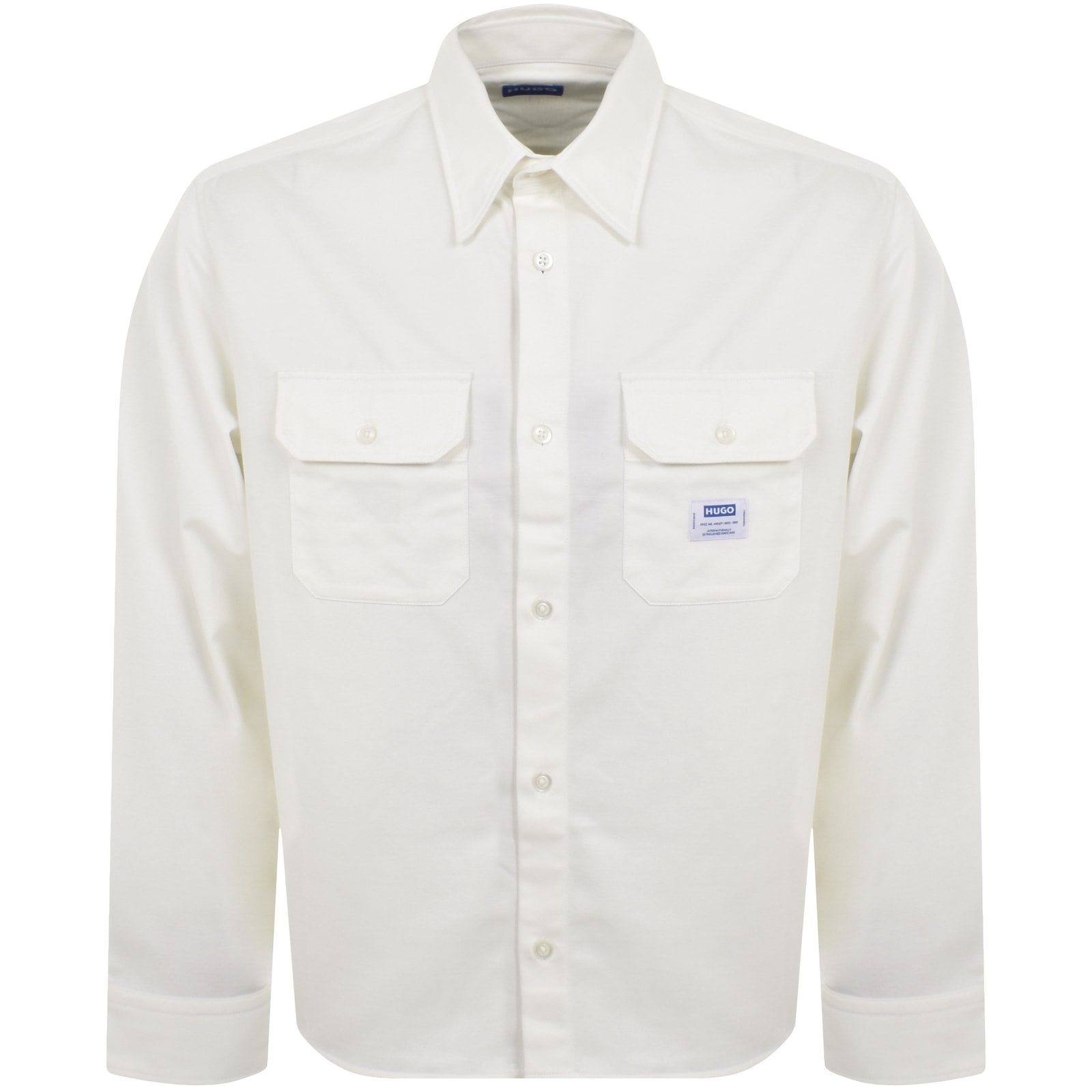 Shop Hugo Blue Ekynone Long Sleeve Shirt White