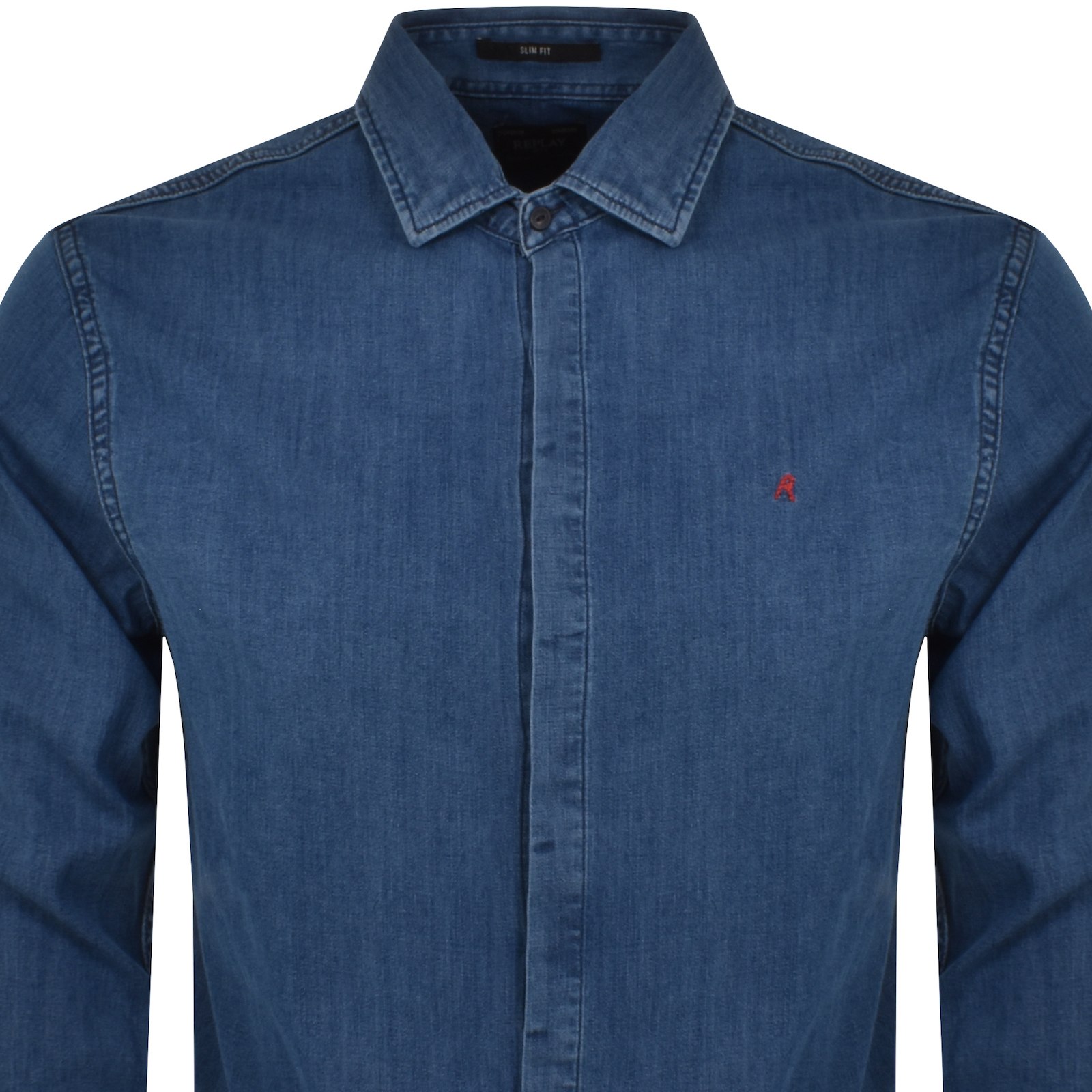 Shop Replay Long Sleeved Shirt Blue