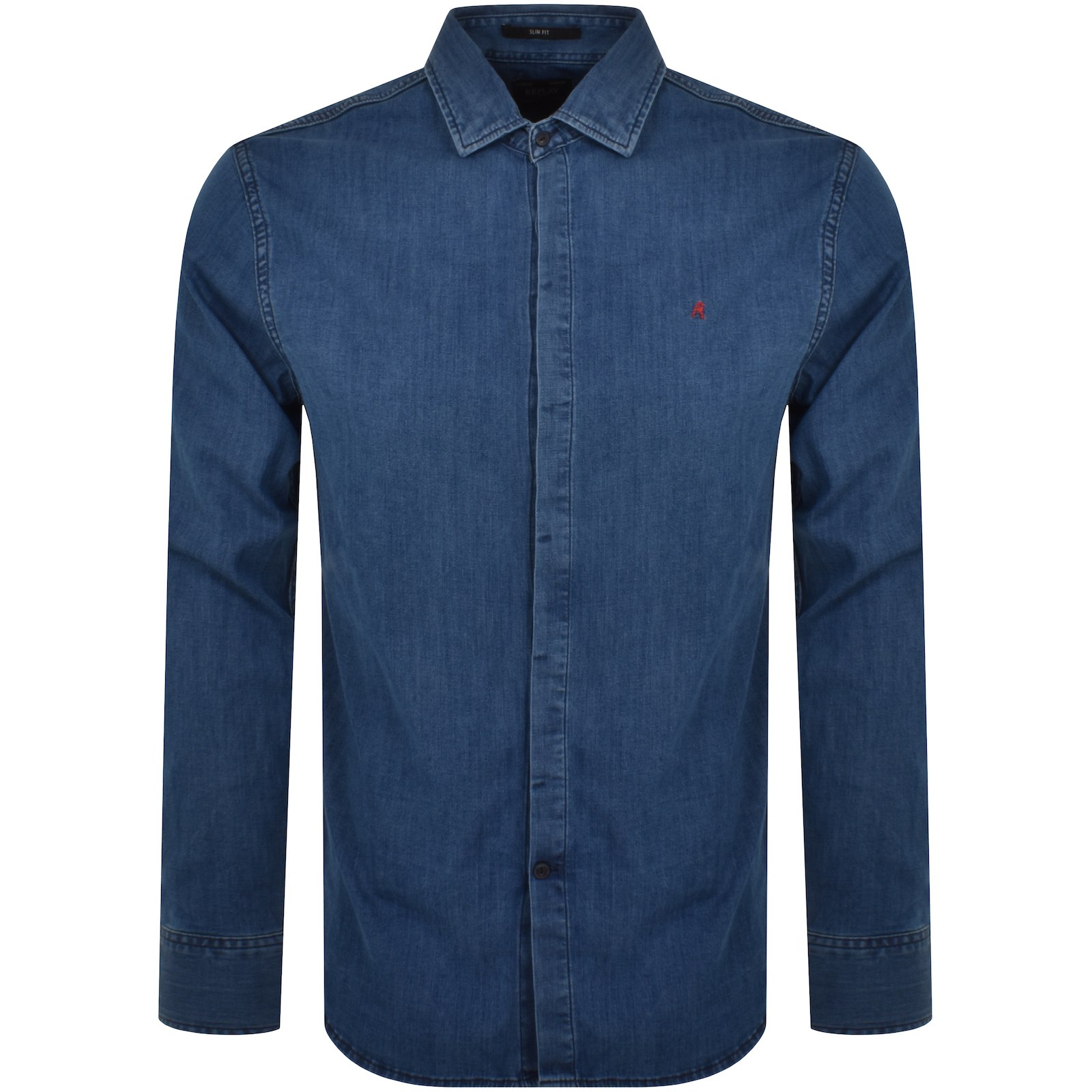 Shop Replay Long Sleeved Shirt Blue