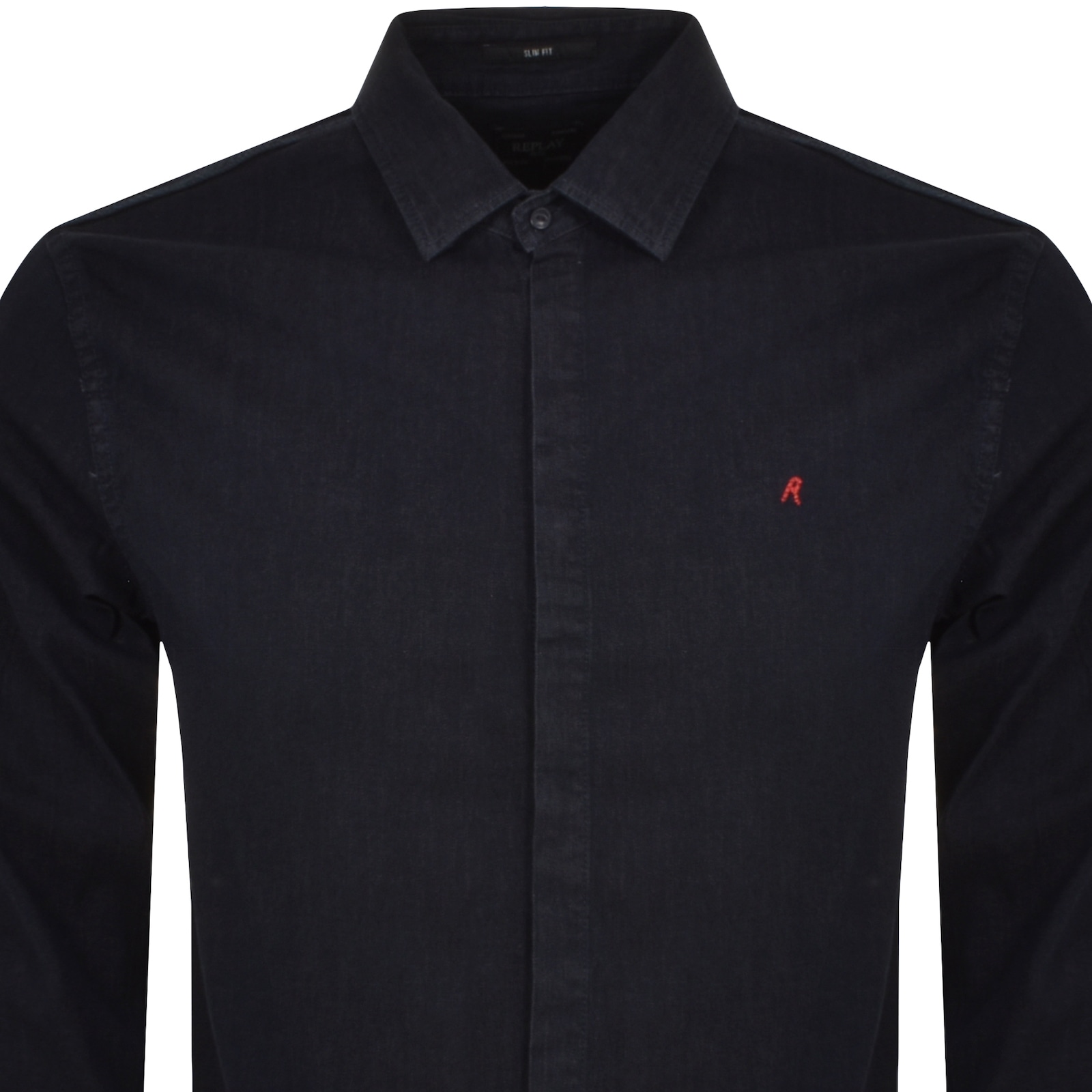 Shop Replay Long Sleeved Shirt Navy