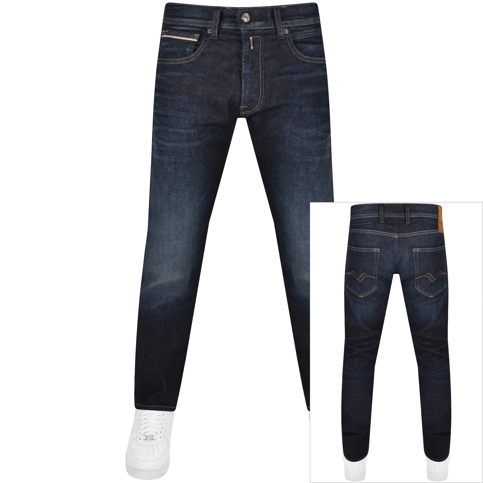 Shop Replay Grover Straight Fit Jeans Dark Wash Navy