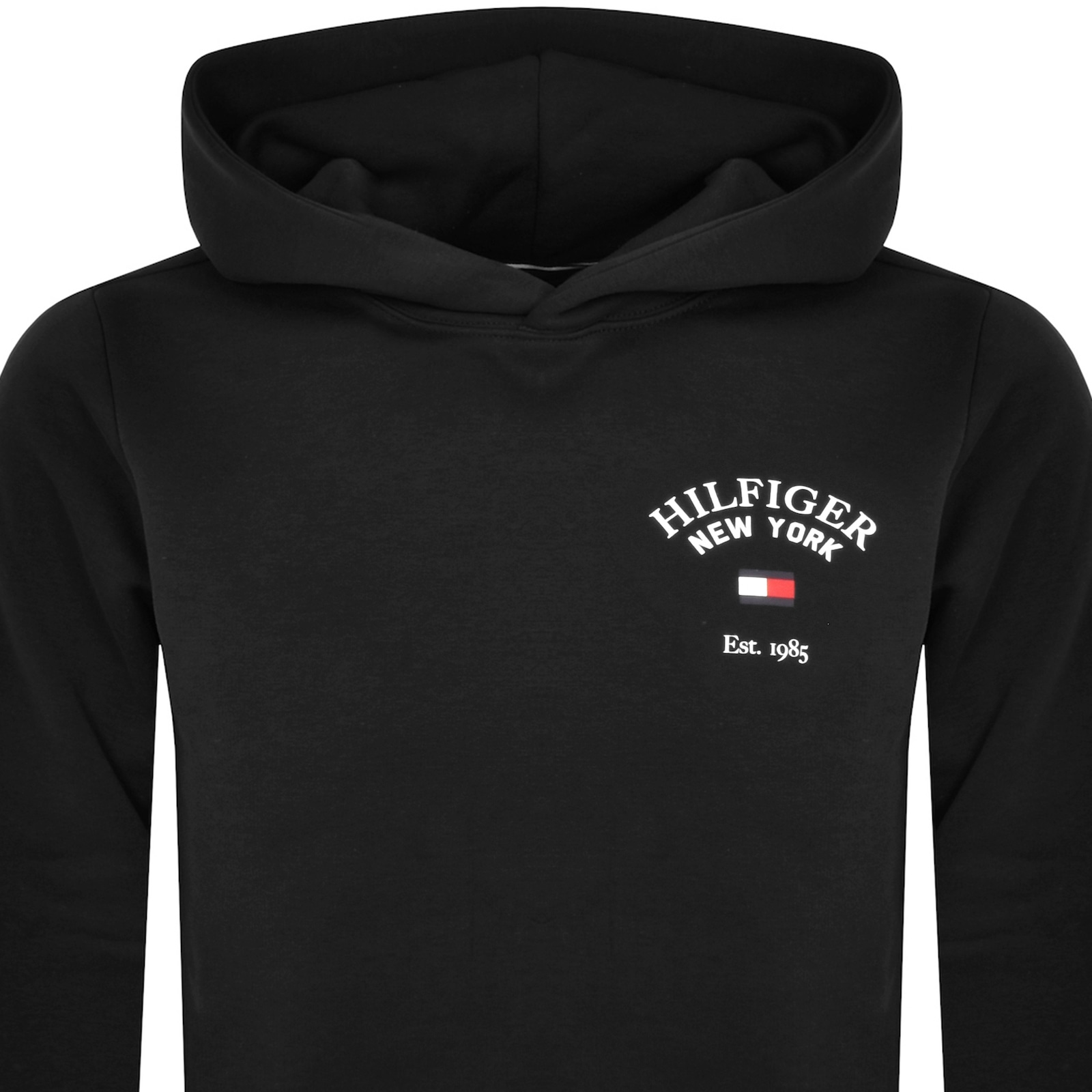 Shop Tommy Hilfiger Logo Pullover Hoodie Black