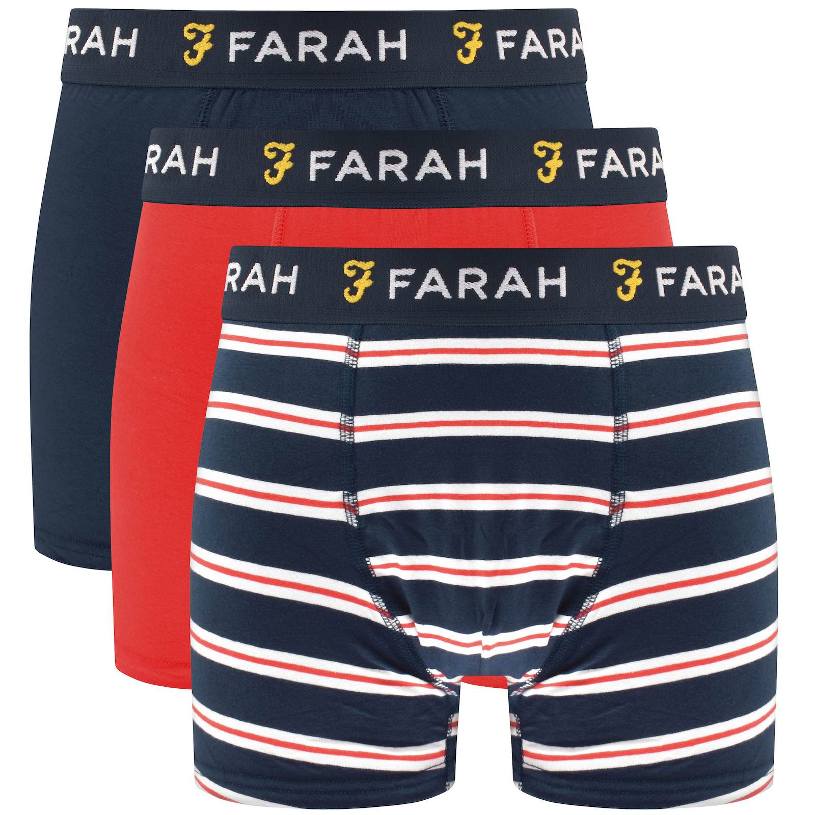 Shop Farah Vintage Zebu 3 Pack Trunks In Navy