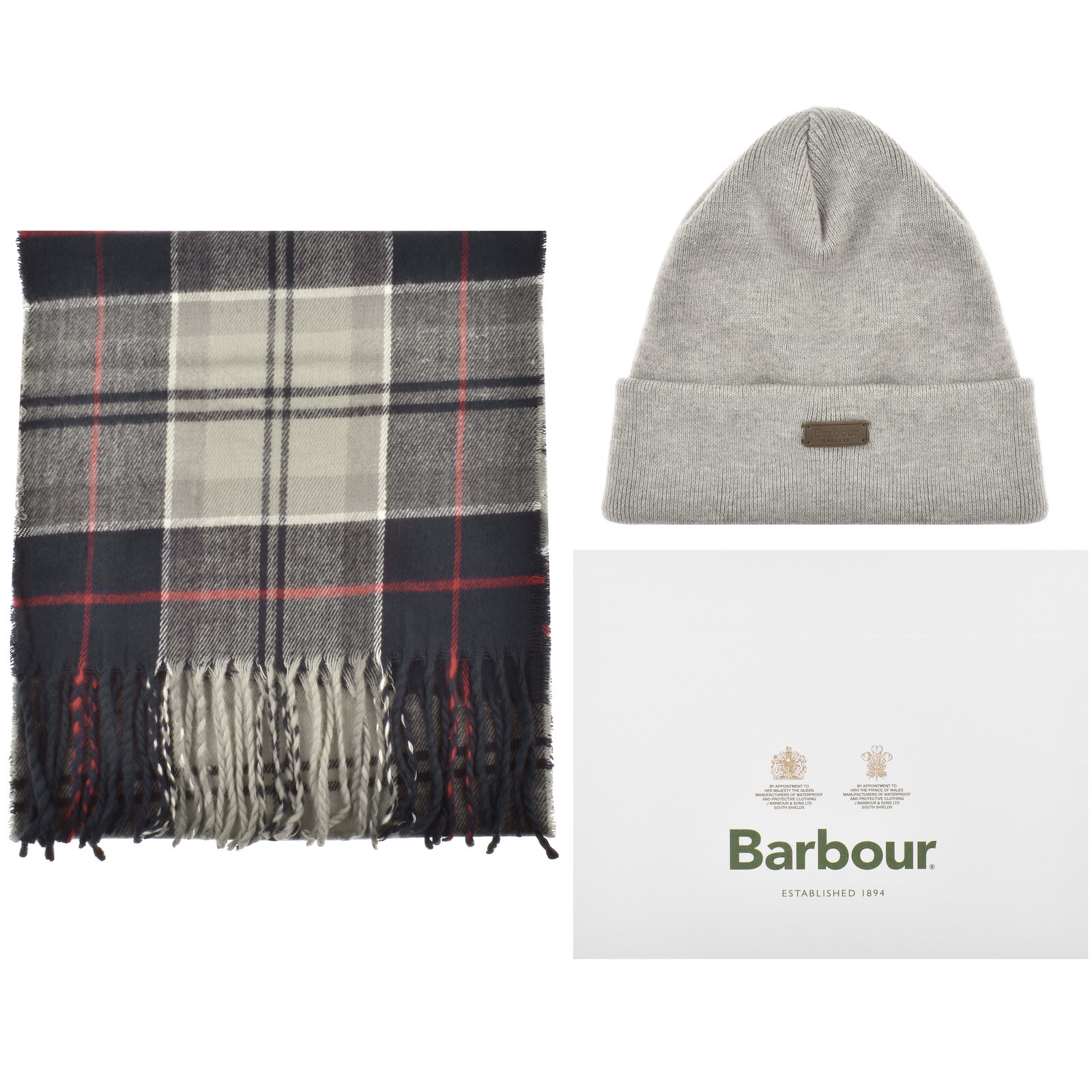 Shop Barbour Beanie And Scarf Gift Set Blue