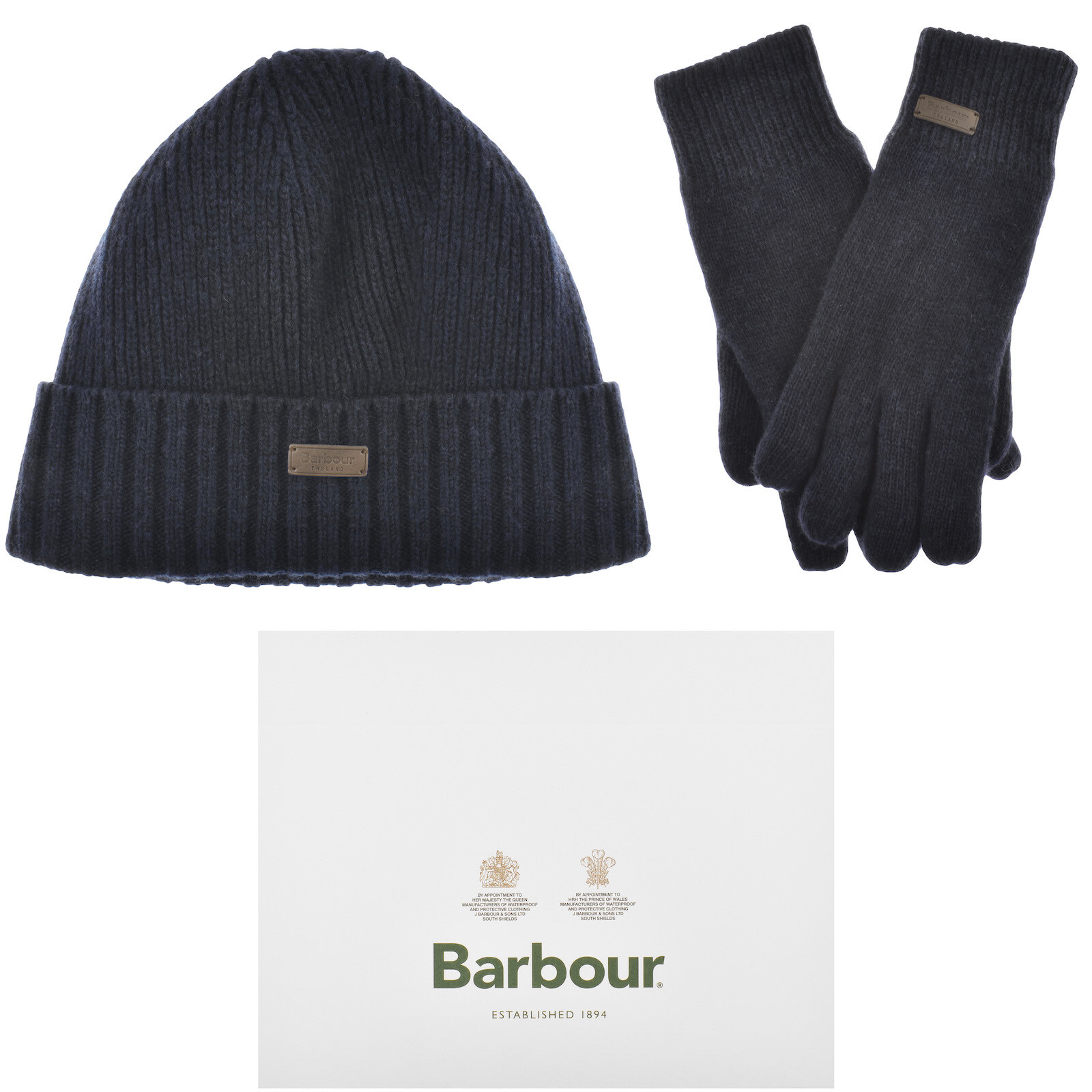 Shop Barbour Beanie And Gloves Gift Set Navy