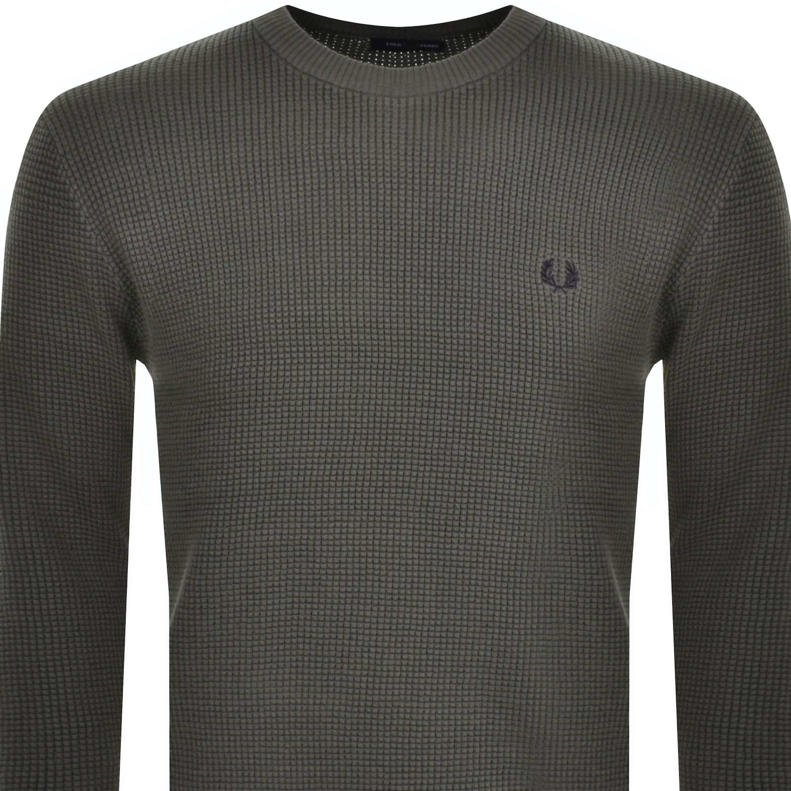 Shop Fred Perry Waffle Stitch Knit Jumper Green