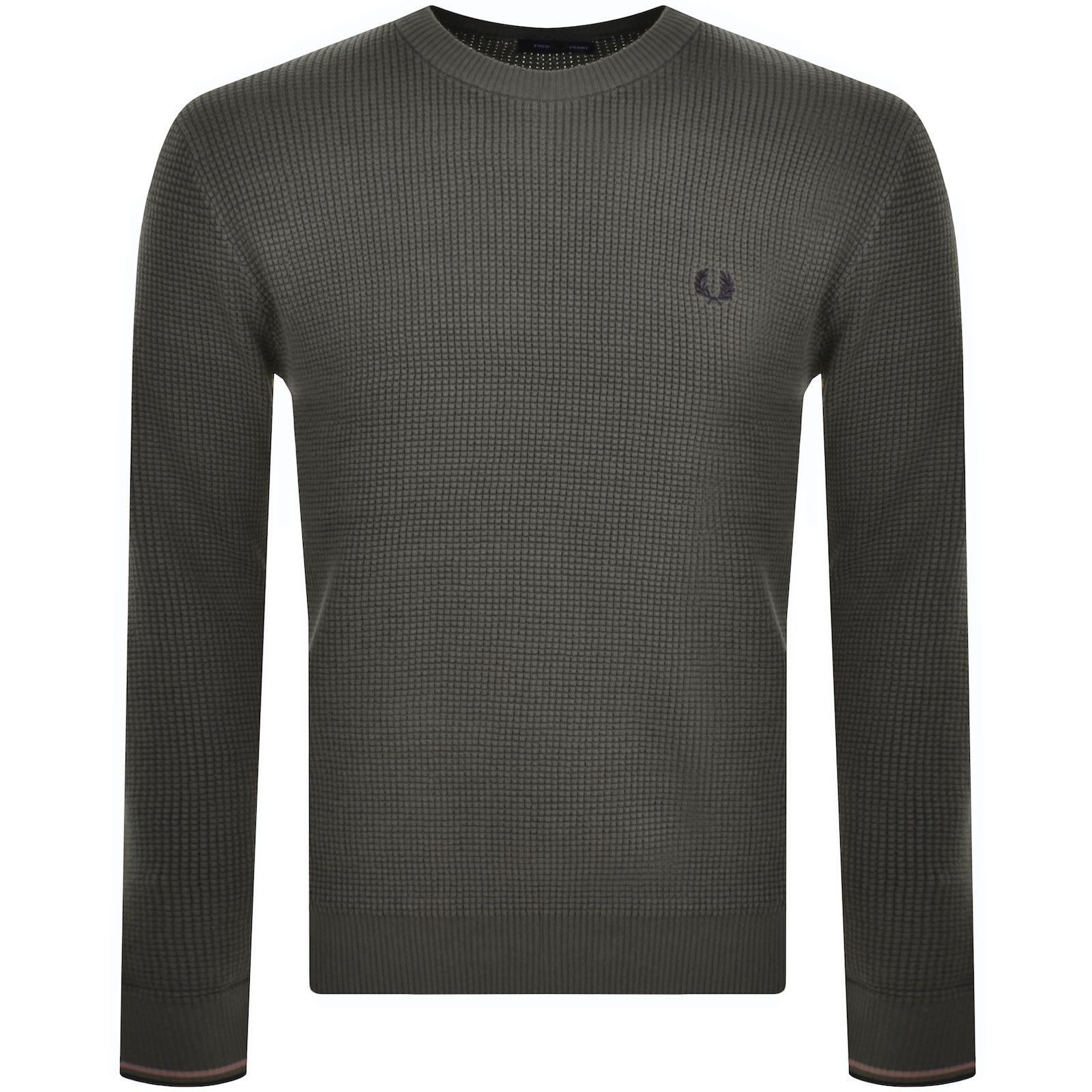 Shop Fred Perry Waffle Stitch Knit Jumper Green