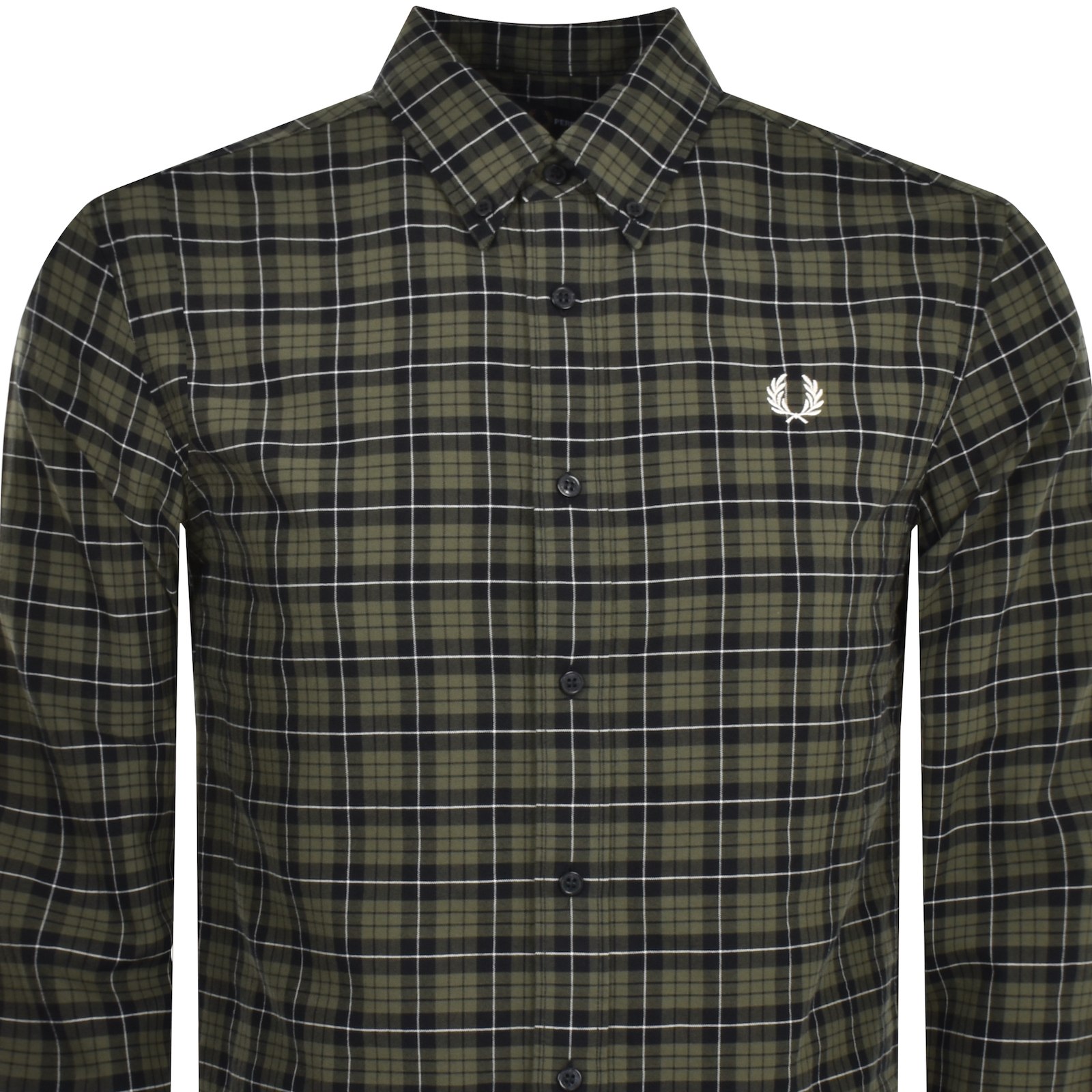 Shop Fred Perry Oxford Long Sleeve Shirt Green