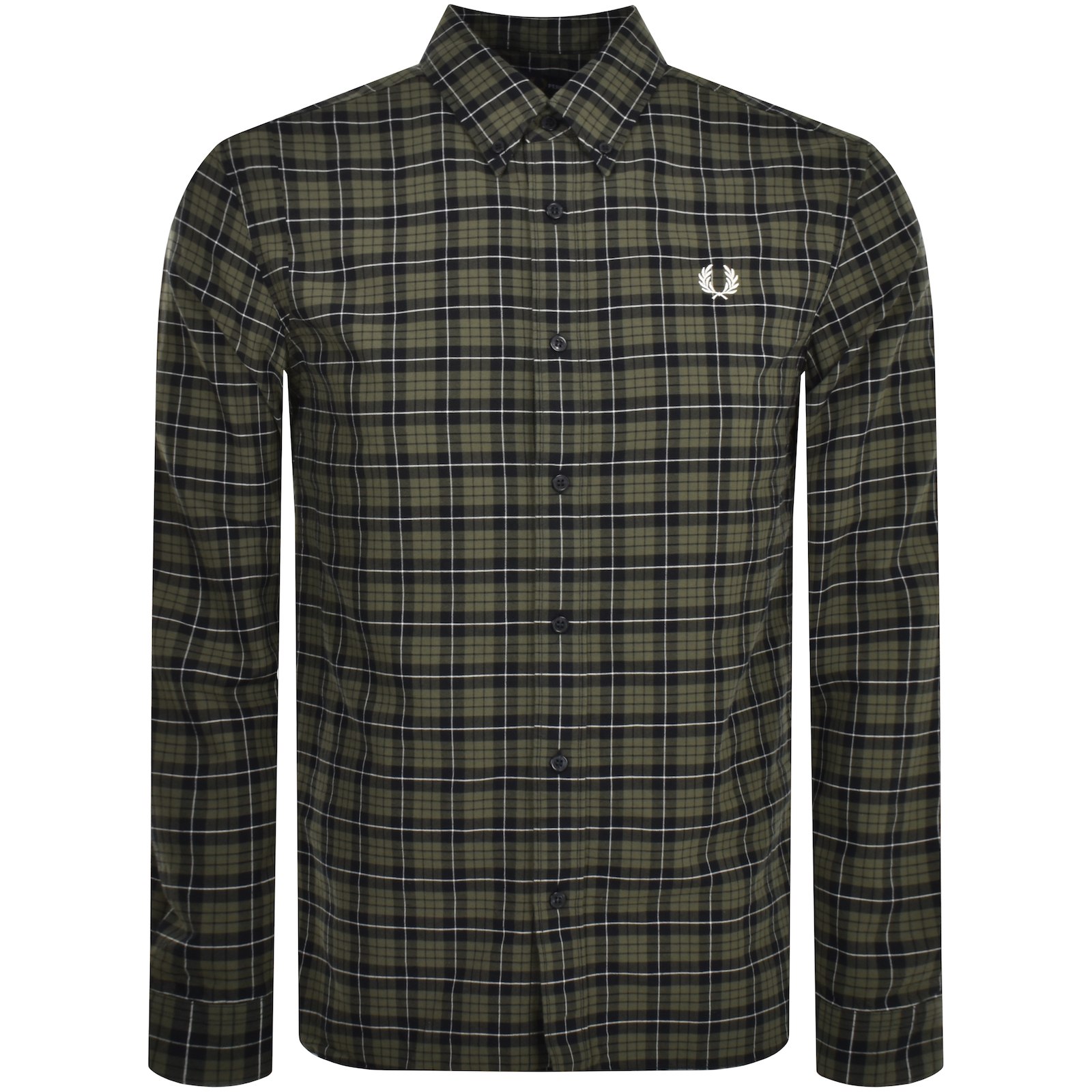 Shop Fred Perry Oxford Long Sleeve Shirt Green