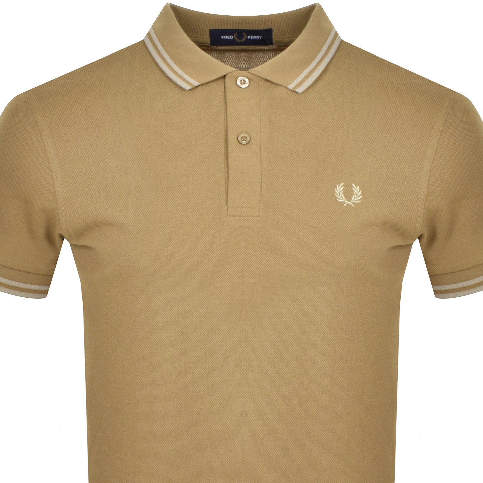 Shop Fred Perry Twin Tipped Polo T Shirt Beige