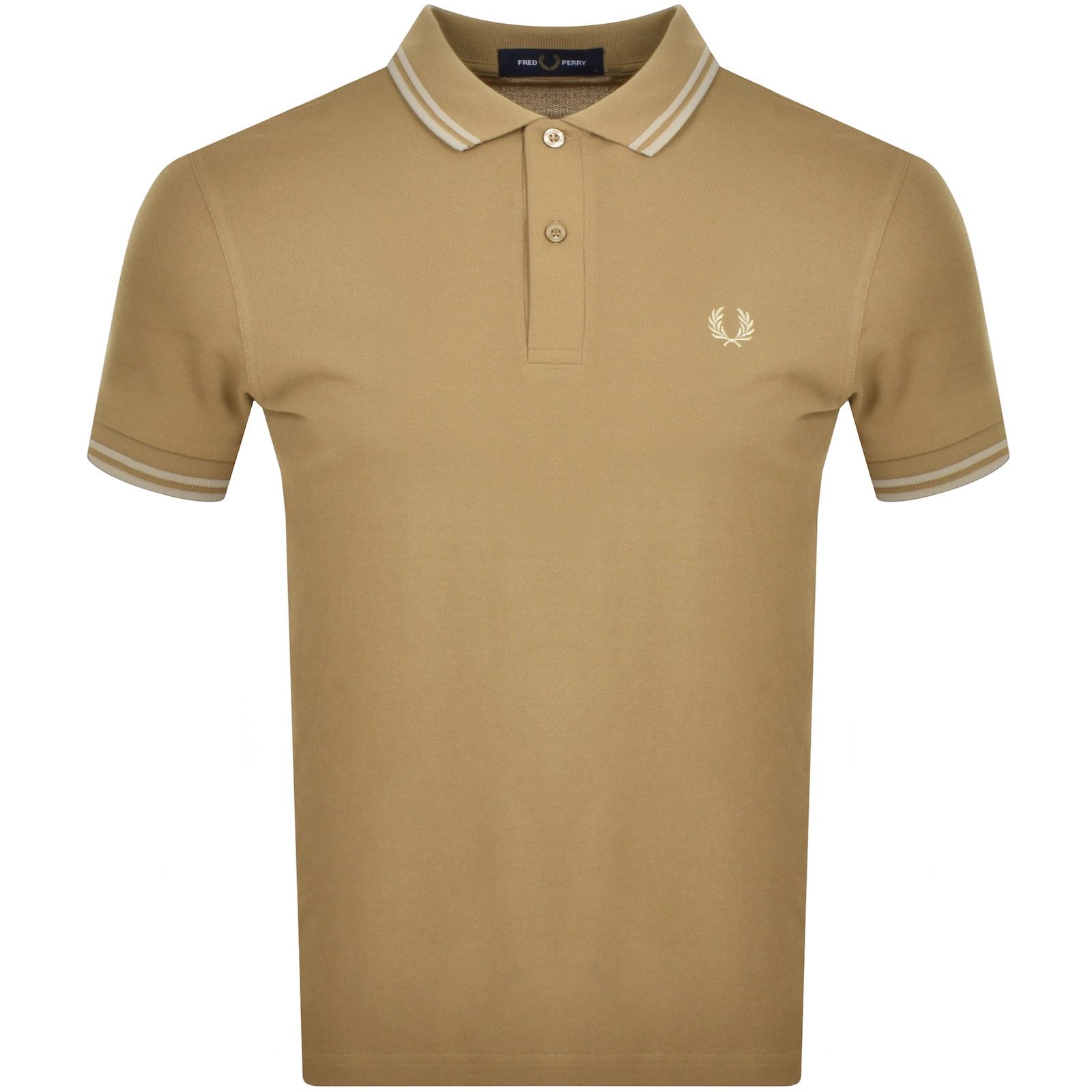 Shop Fred Perry Twin Tipped Polo T Shirt Beige