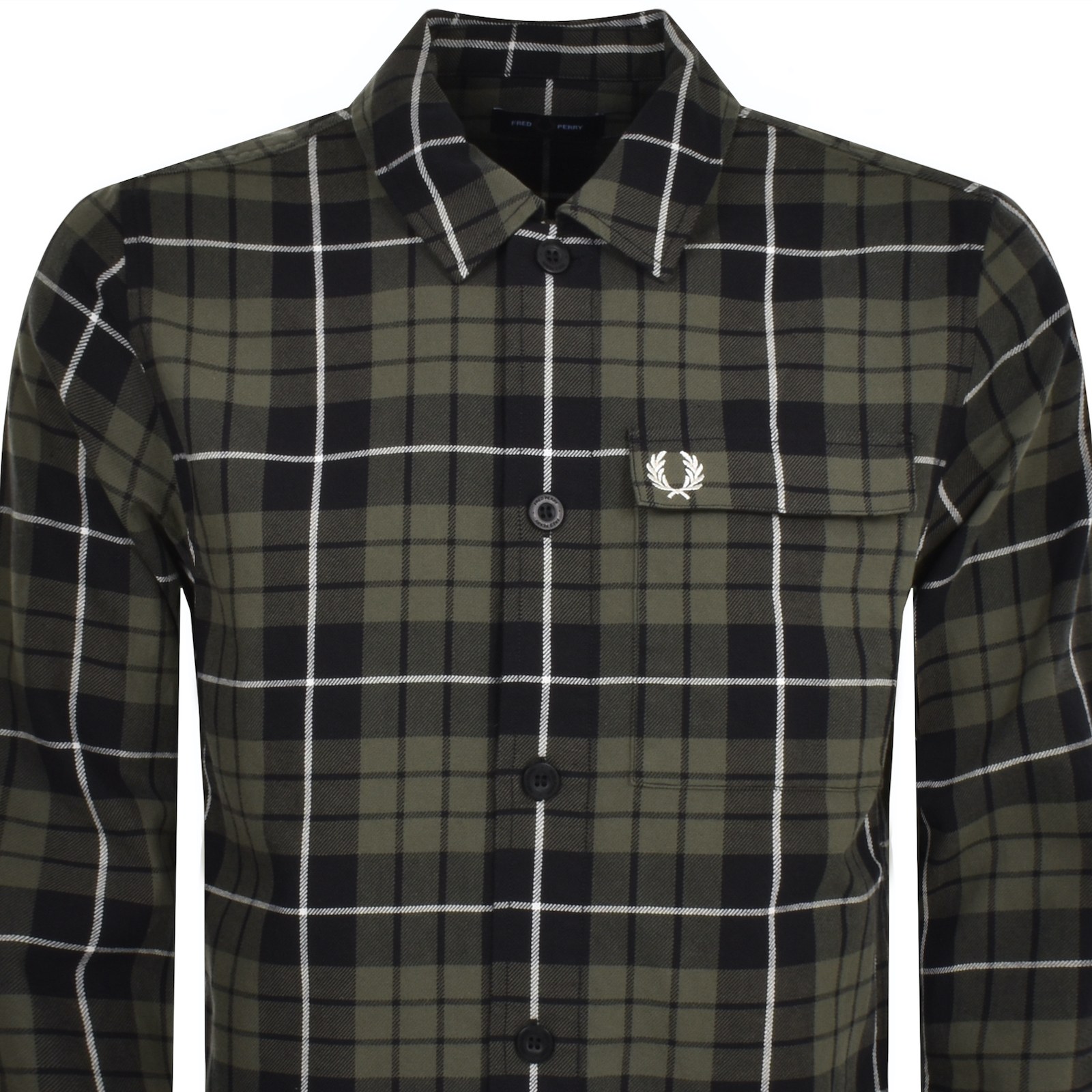 Fred Perry Check Overshirt In Green