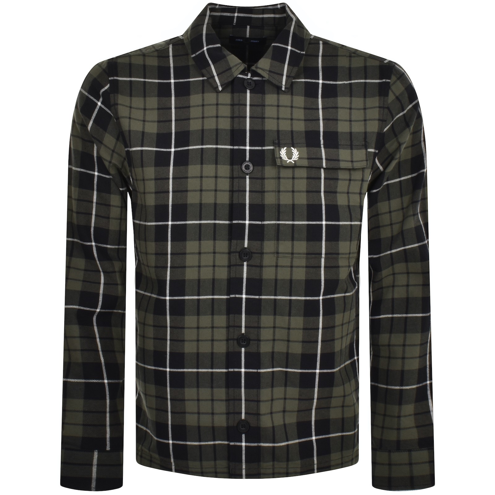 Fred Perry Check Overshirt In Green