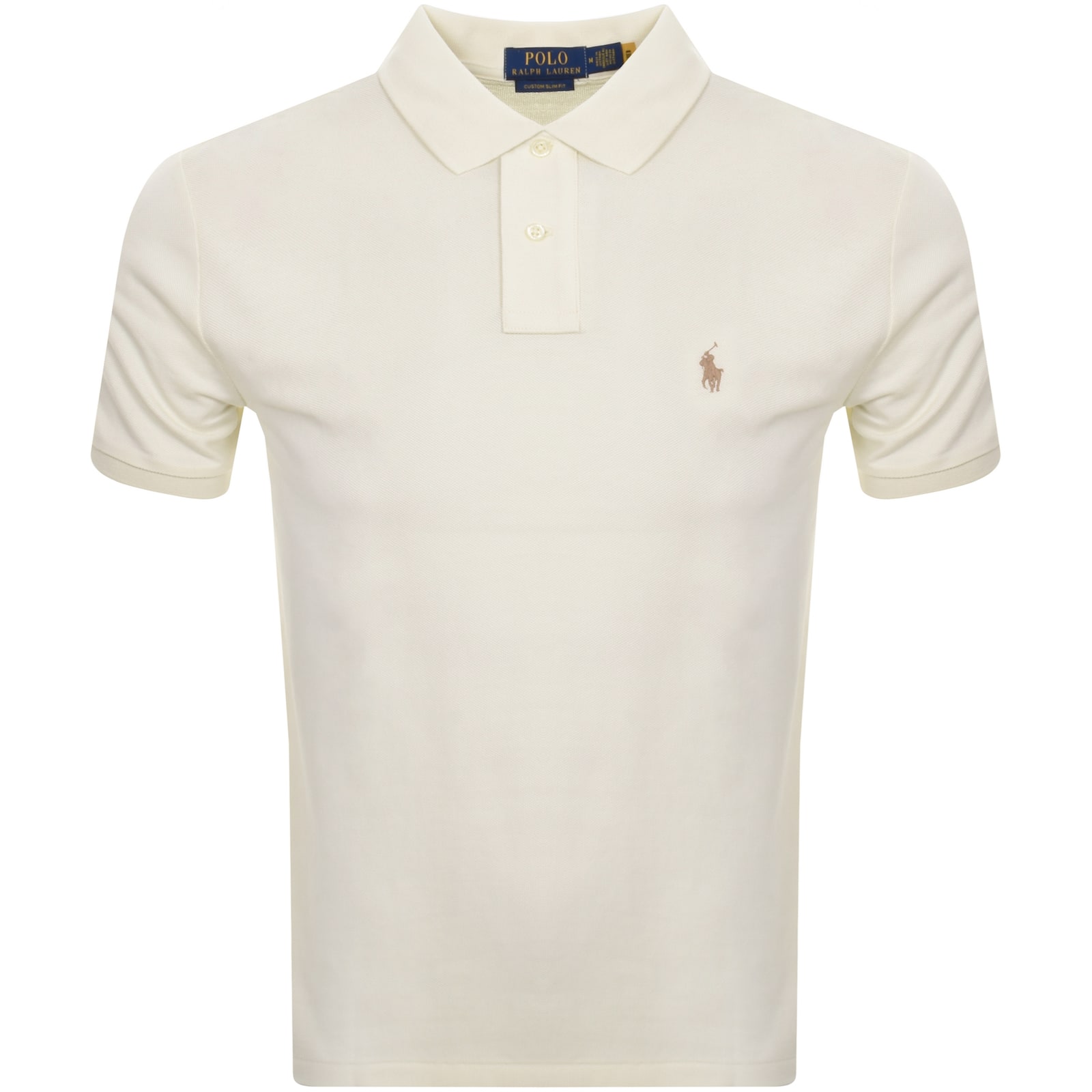 Shop Ralph Lauren Custom Slim Polo T Shirt Cream