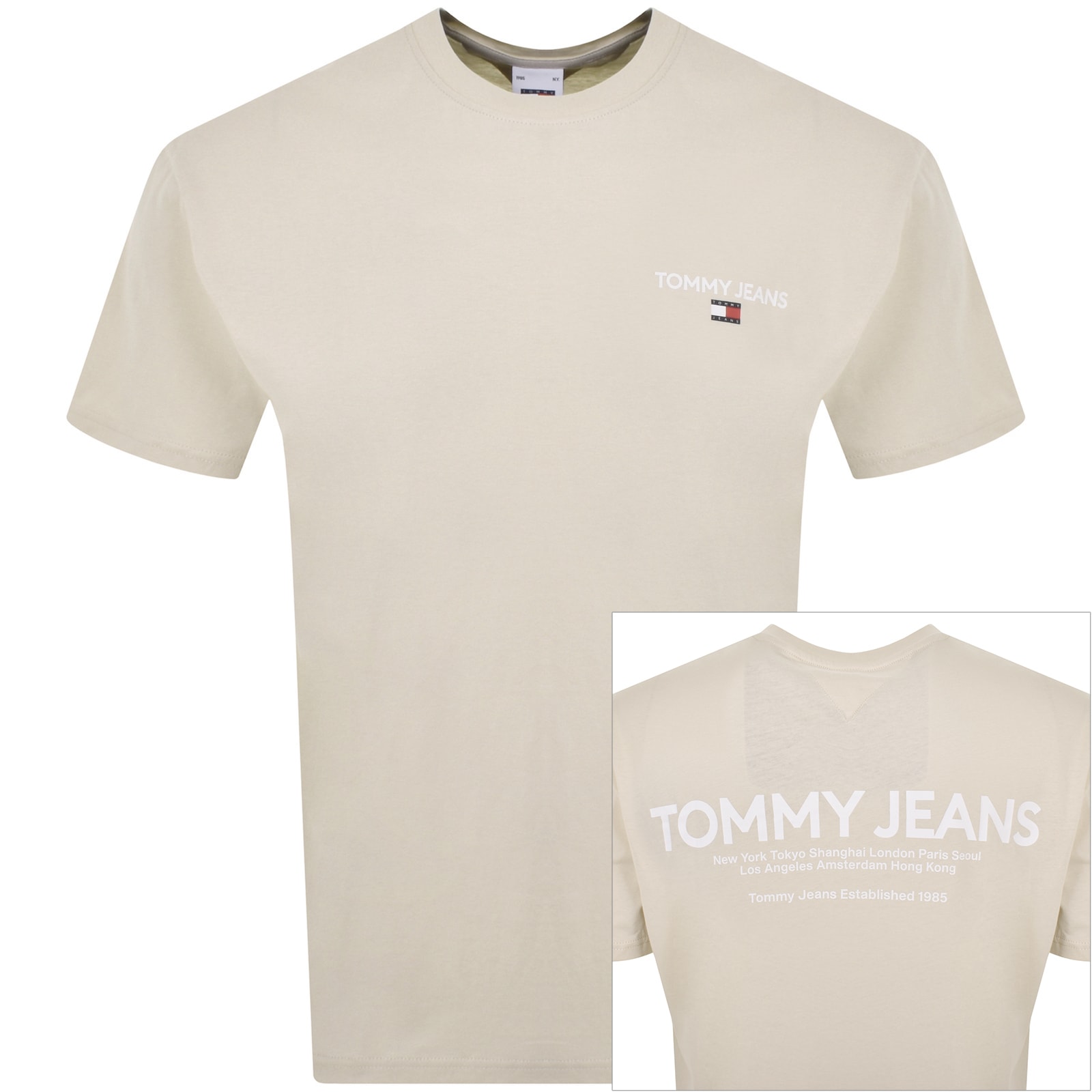 Shop Tommy Jeans Linear Print T Shirt Cream