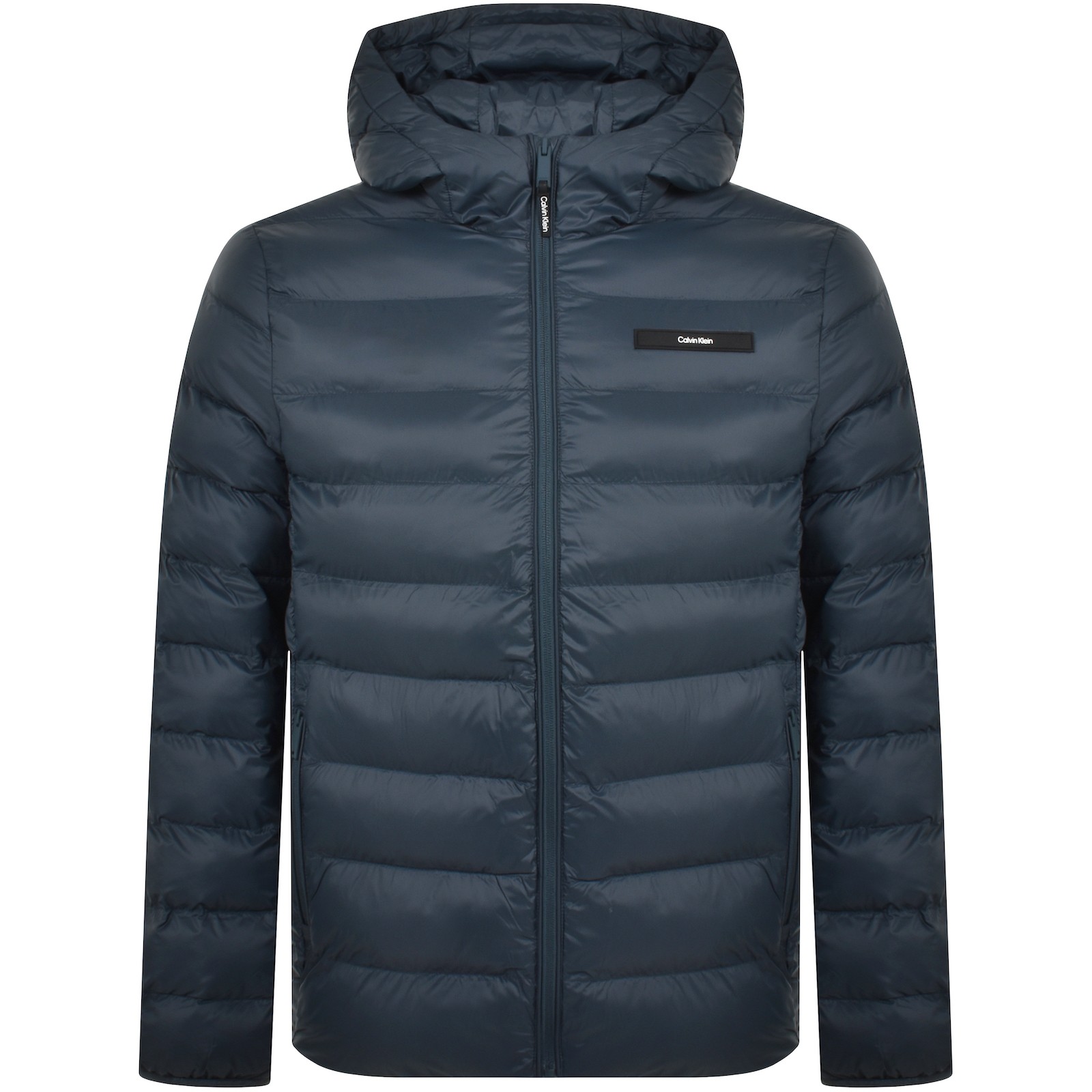 Shop Calvin Klein Hooded Puffer Jacket Blue