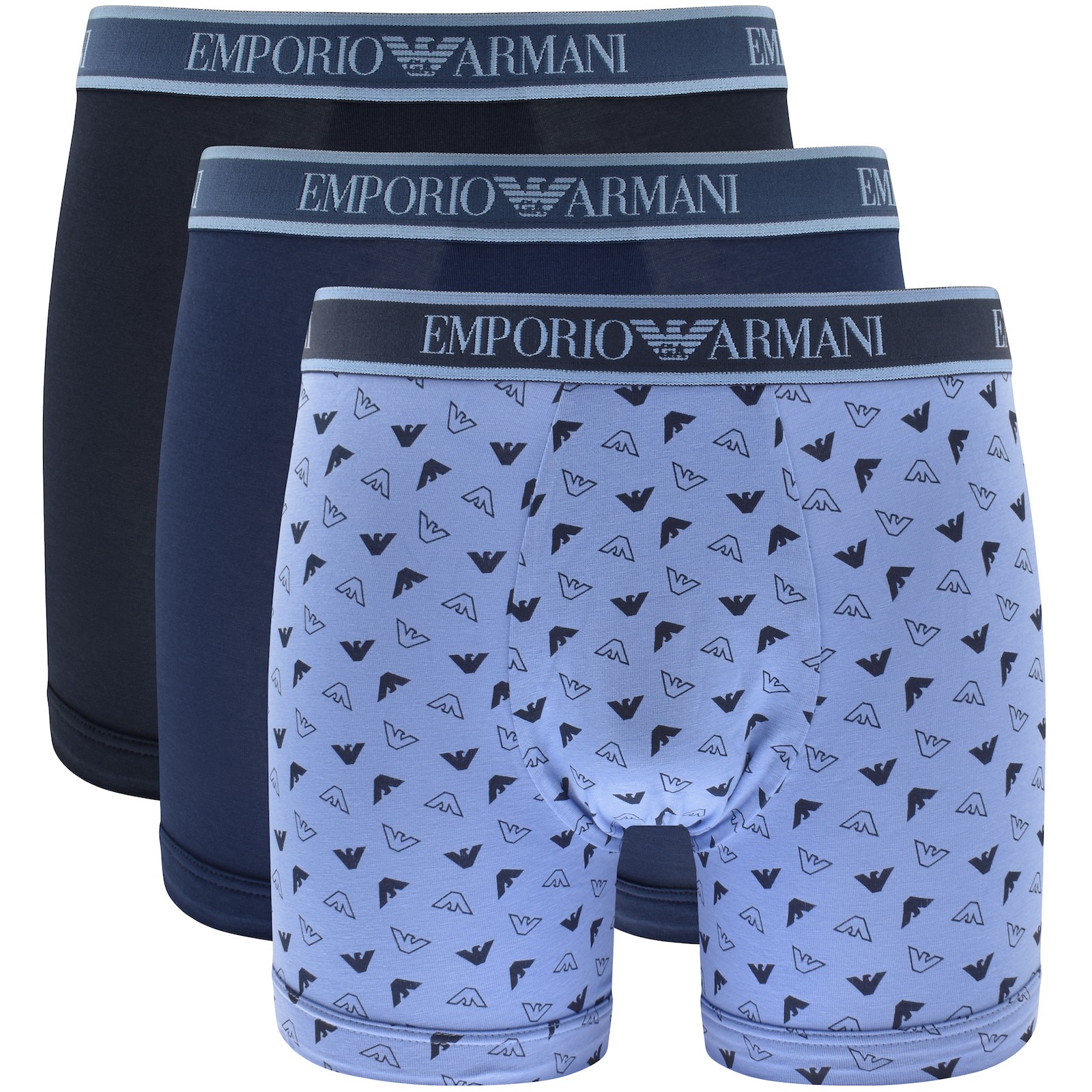 Shop Armani Collezioni Emporio Armani Underwear 3 Pack Boxers Blue