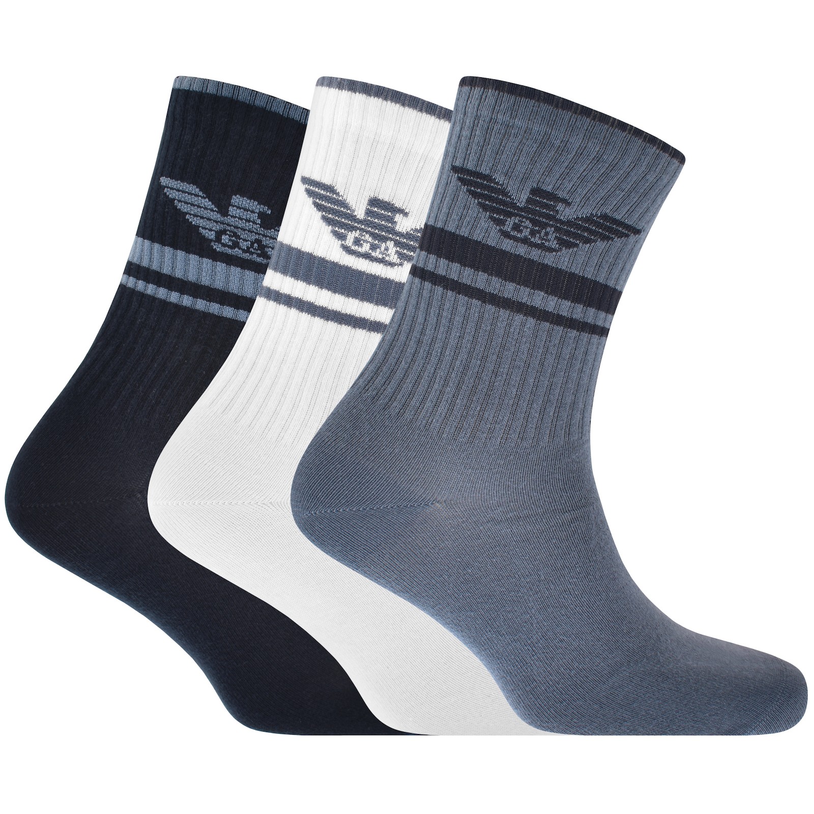 Shop Armani Collezioni Emporio Armani 3 Pack Socks In Navy