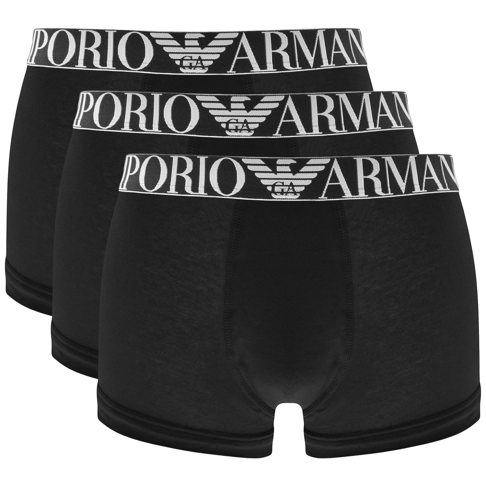 Shop Armani Collezioni Emporio Armani Underwear 3 Pack Trunks Black