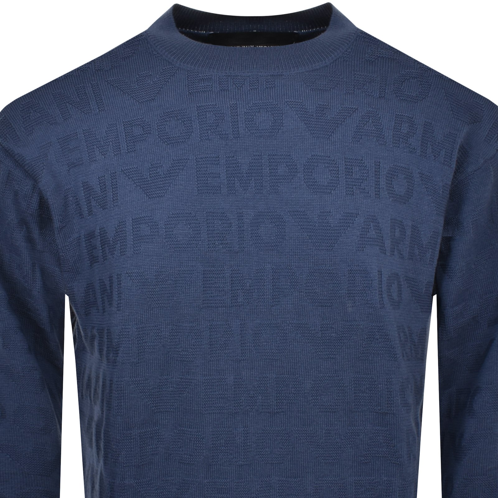 Shop Armani Collezioni Emporio Armani Logo Wool Jumper Blue