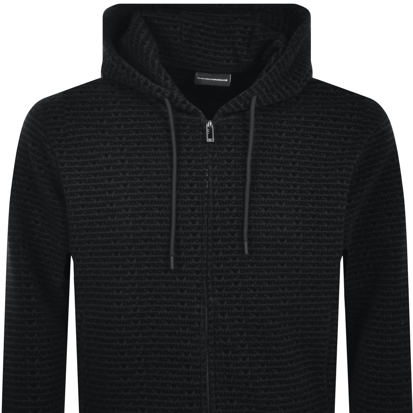 Shop Armani Collezioni Emporio Armani Full Zip Logo Hoodie Black