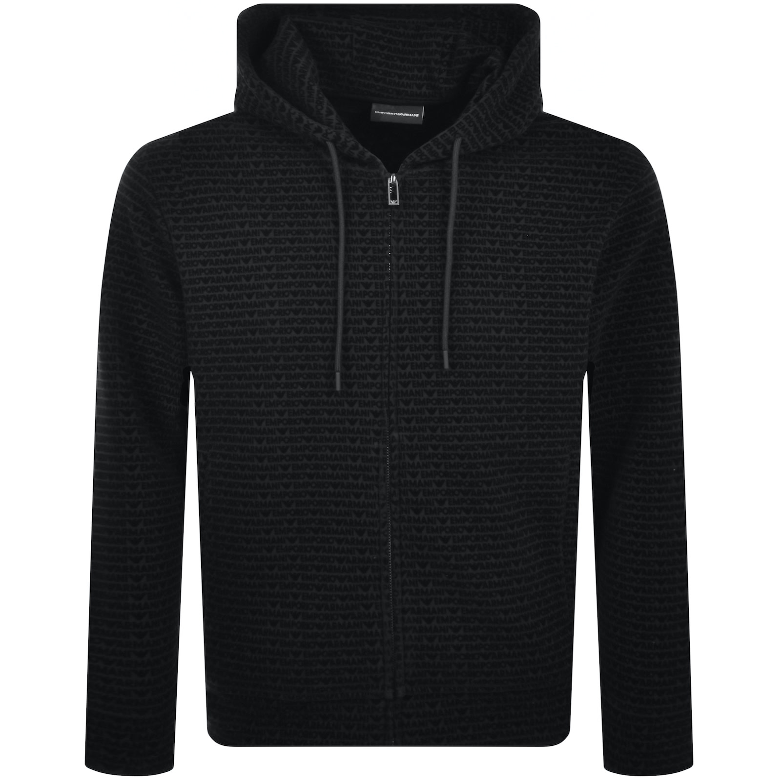 Shop Armani Collezioni Emporio Armani Full Zip Logo Hoodie Black