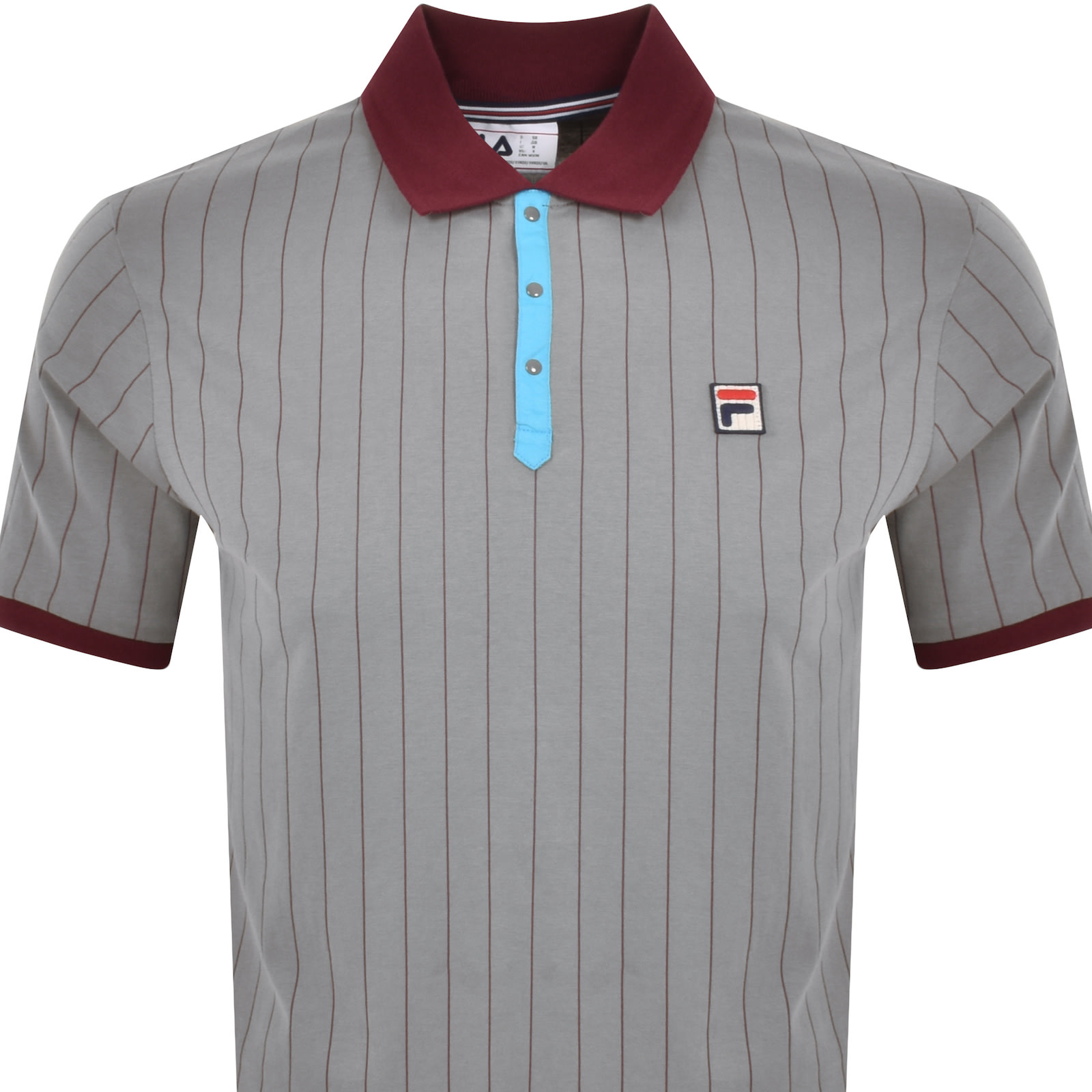 FILA VINTAGE FILA VINTAGE CLASSIC STRIPE POLO T SHIRT GREY 