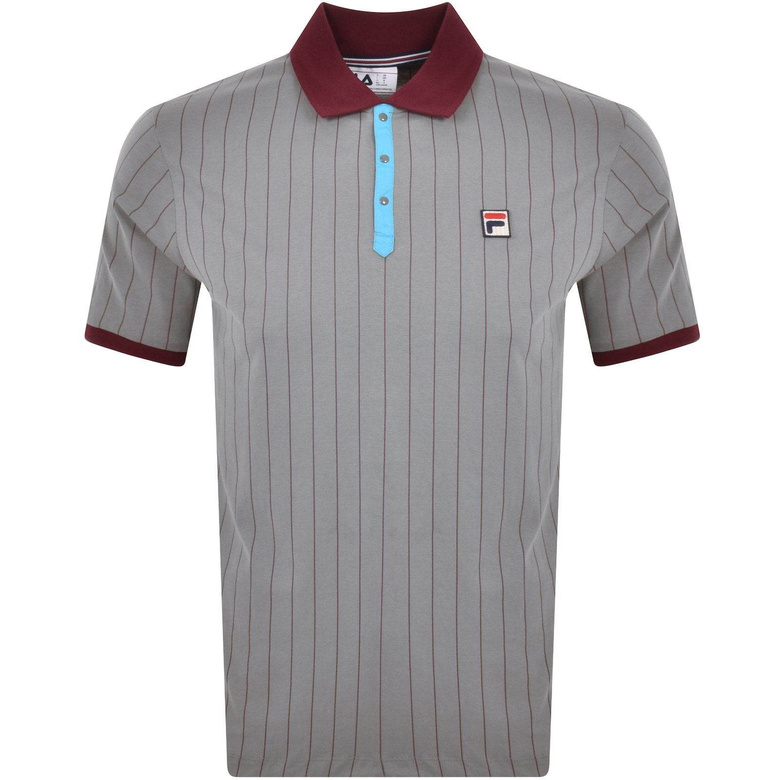 FILA VINTAGE FILA VINTAGE CLASSIC STRIPE POLO T SHIRT GREY 