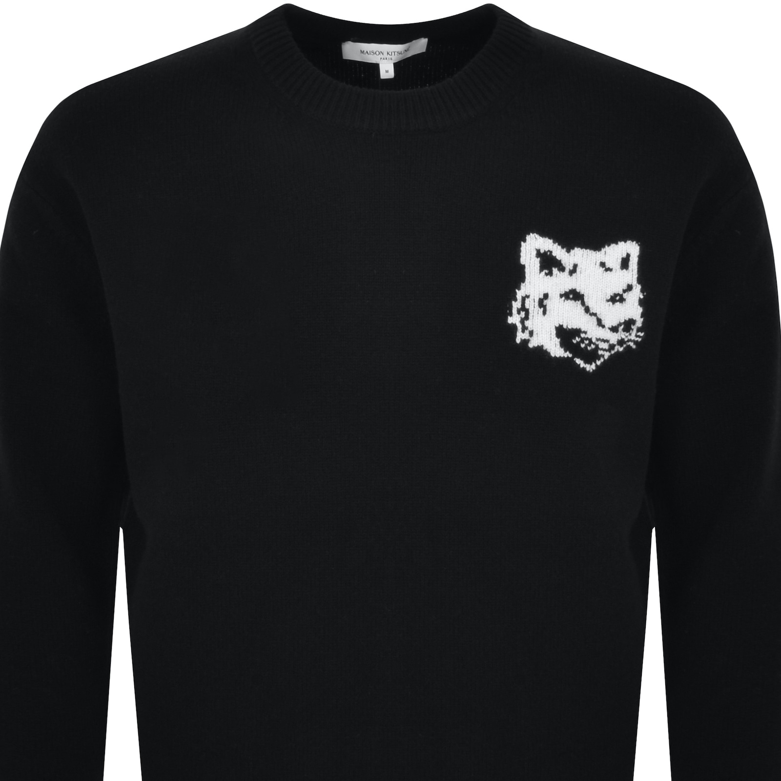 Shop Maison Kitsuné Maison Kitsune Fox Head Knit Jumper Black