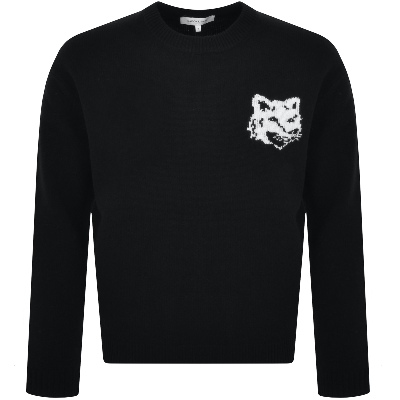 Shop Maison Kitsuné Maison Kitsune Fox Head Knit Jumper Black