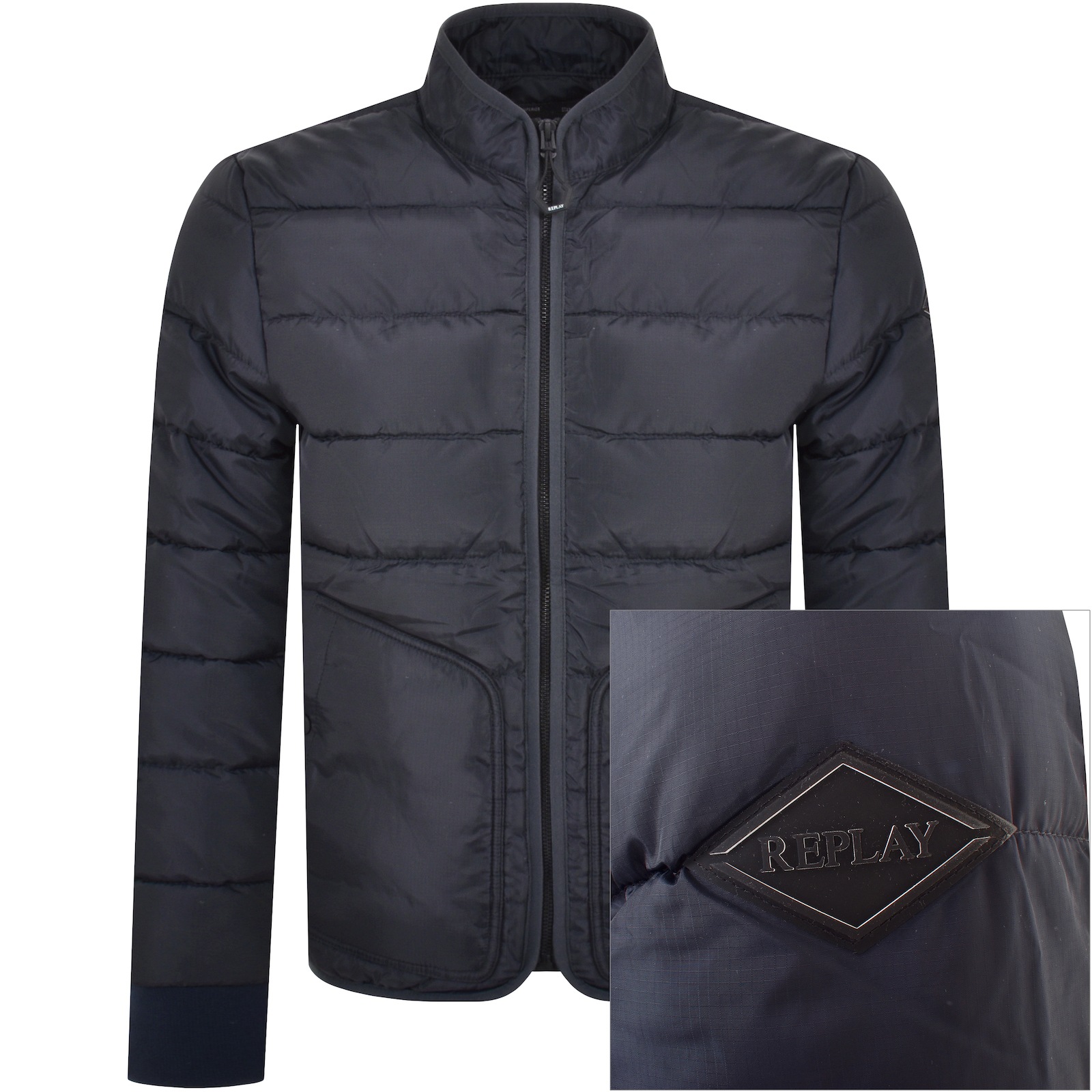 Shop Replay Padded Jacket Navy