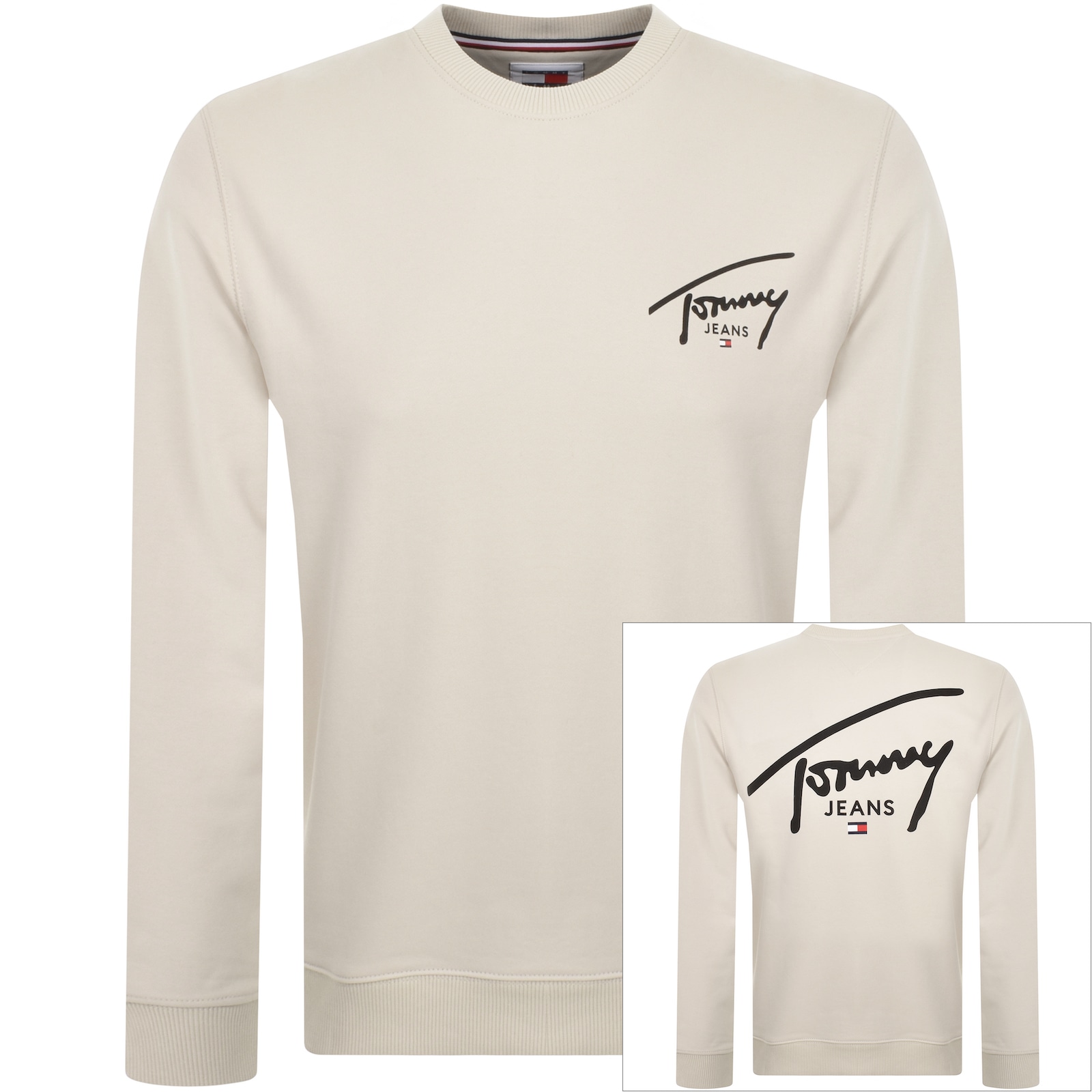 Shop Tommy Jeans Classic Logo Sweatshirt Beige