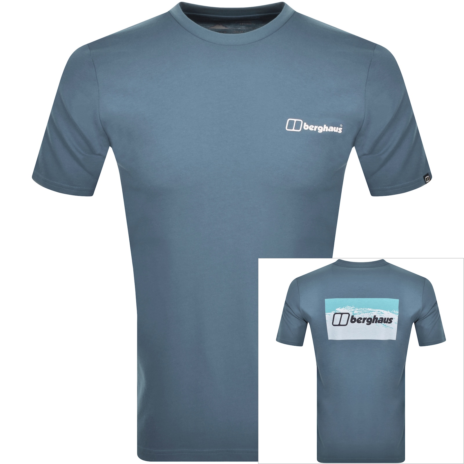 Shop Berghaus Cheviot Box Logo T Shirt Blue