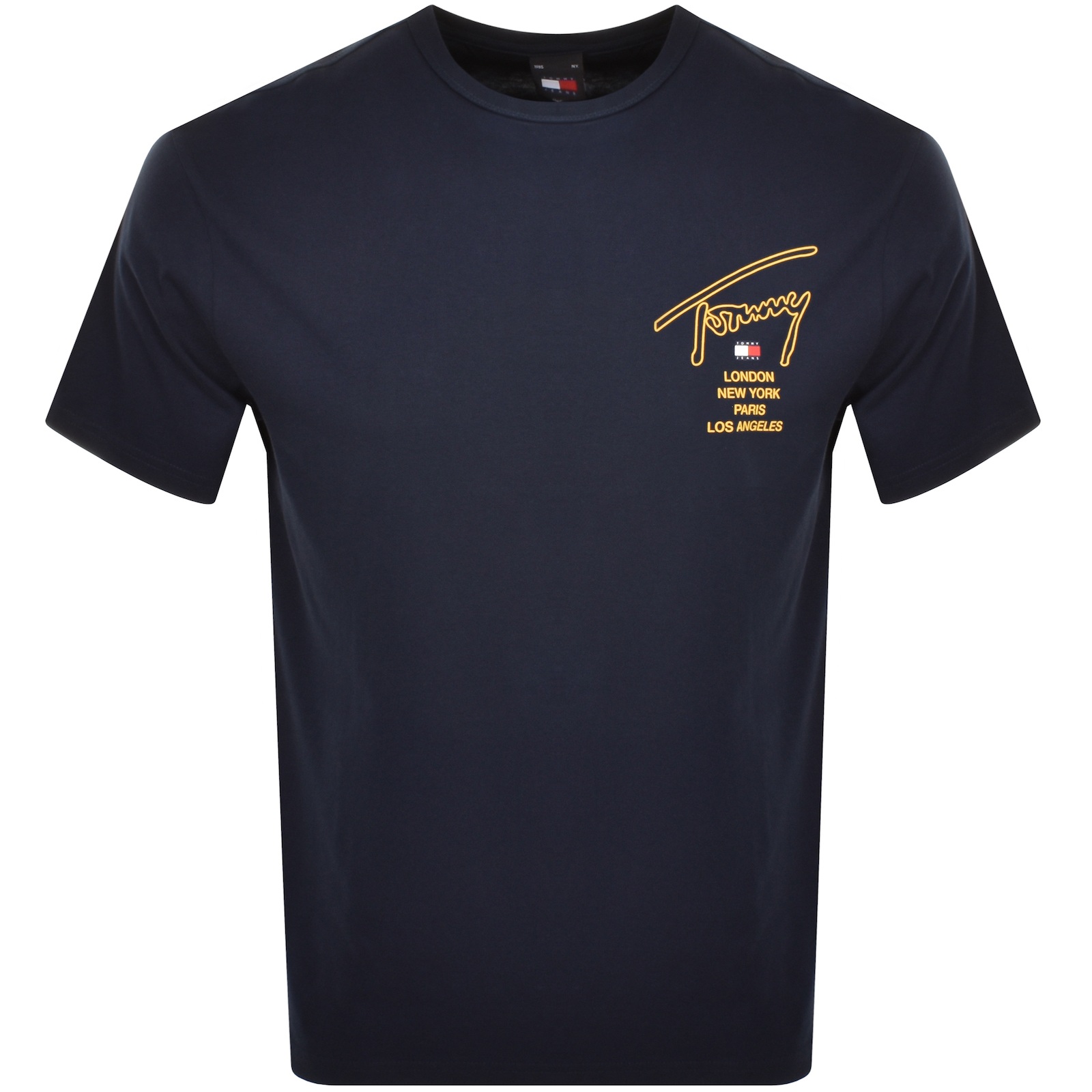 Shop Tommy Jeans Gold Signature T Shirt Navy