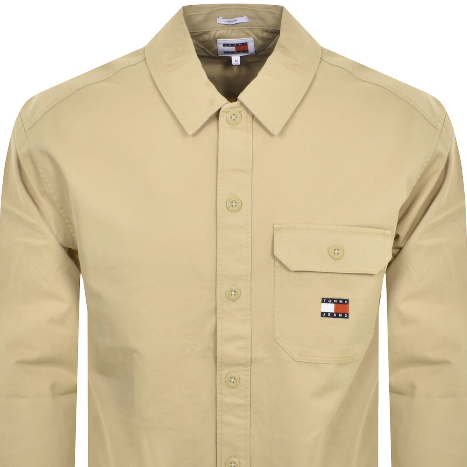 Shop Tommy Jeans Essential Overshirt Beige