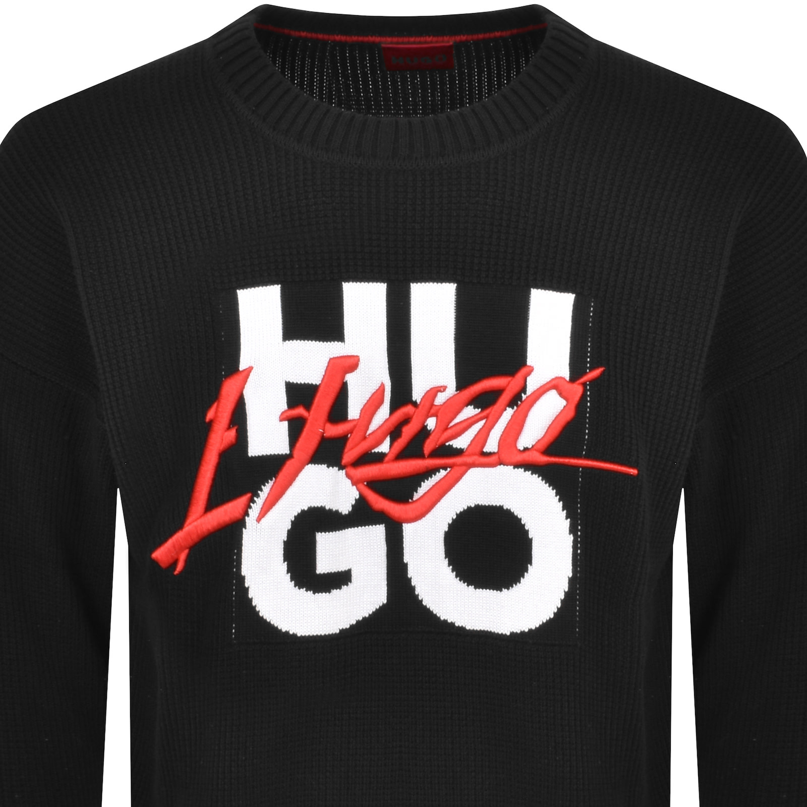 Hugo Boss Hugo Semou Thriller Knit Jumper Black In Black