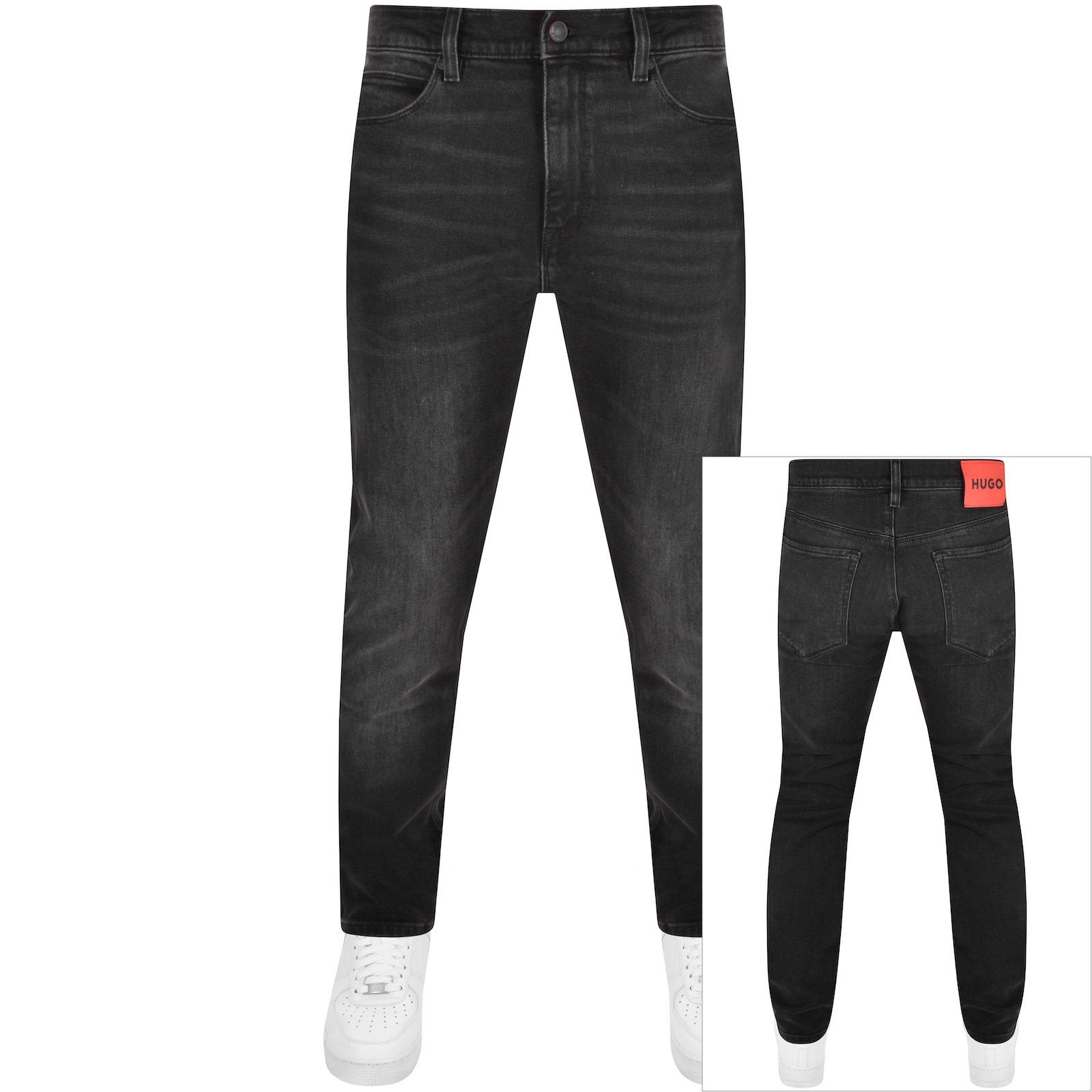 Shop Hugo 708 Slim Fit Mid Wash Jeans Black