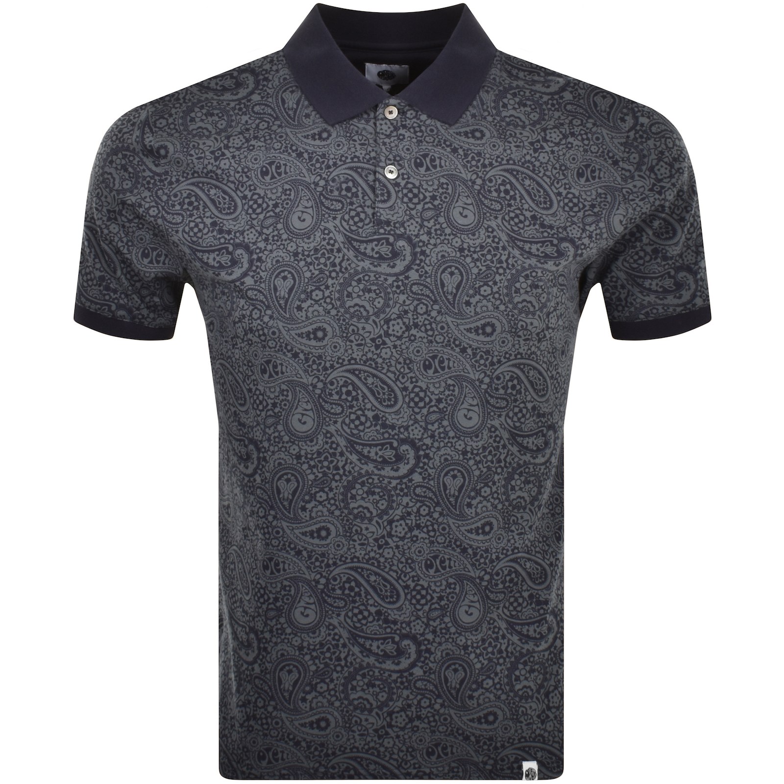 Shop Pretty Green Paisley Polo T Shirt Navy