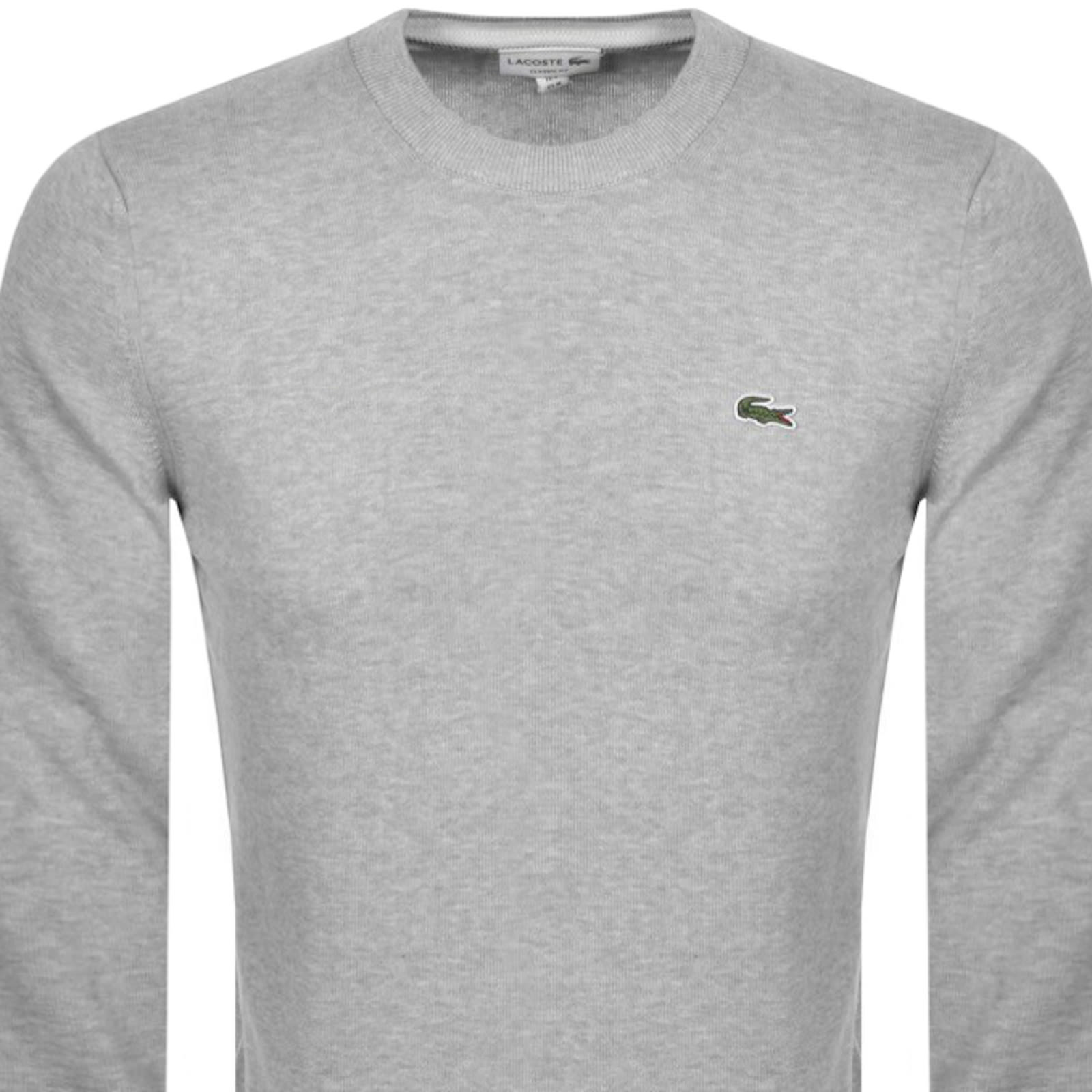 Shop Lacoste Crew Neck Knit Jumper Grey