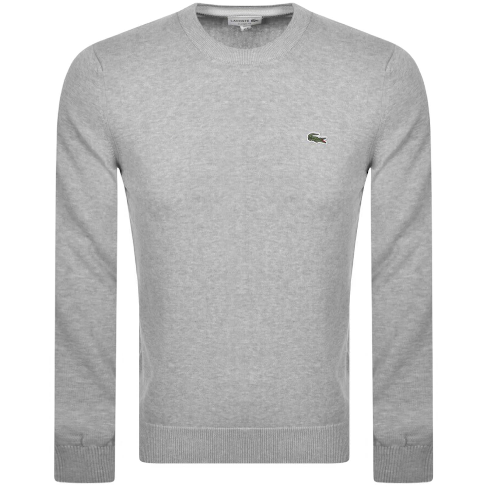 Shop Lacoste Crew Neck Knit Jumper Grey