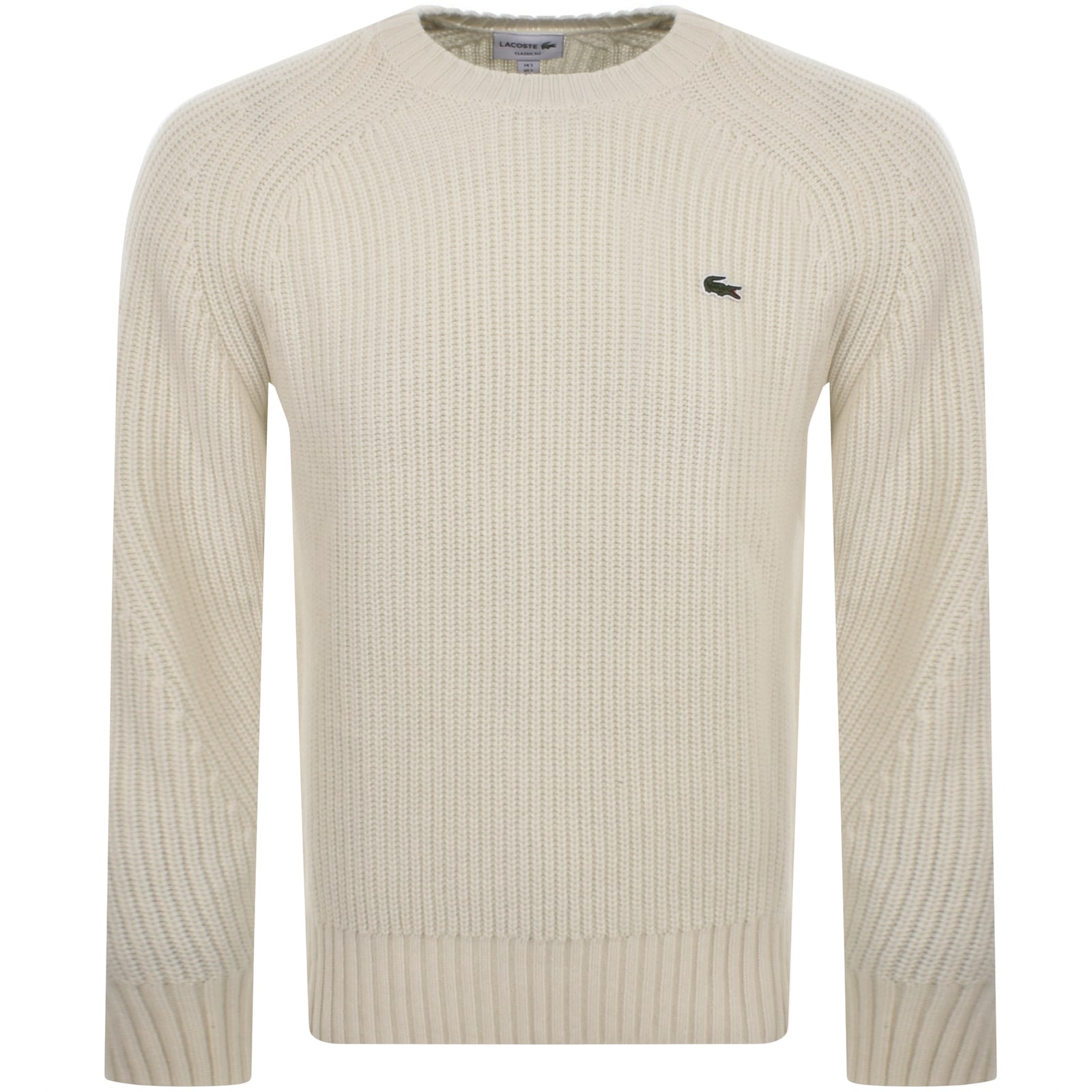 Shop Lacoste Crew Neck Knit Jumper Cream