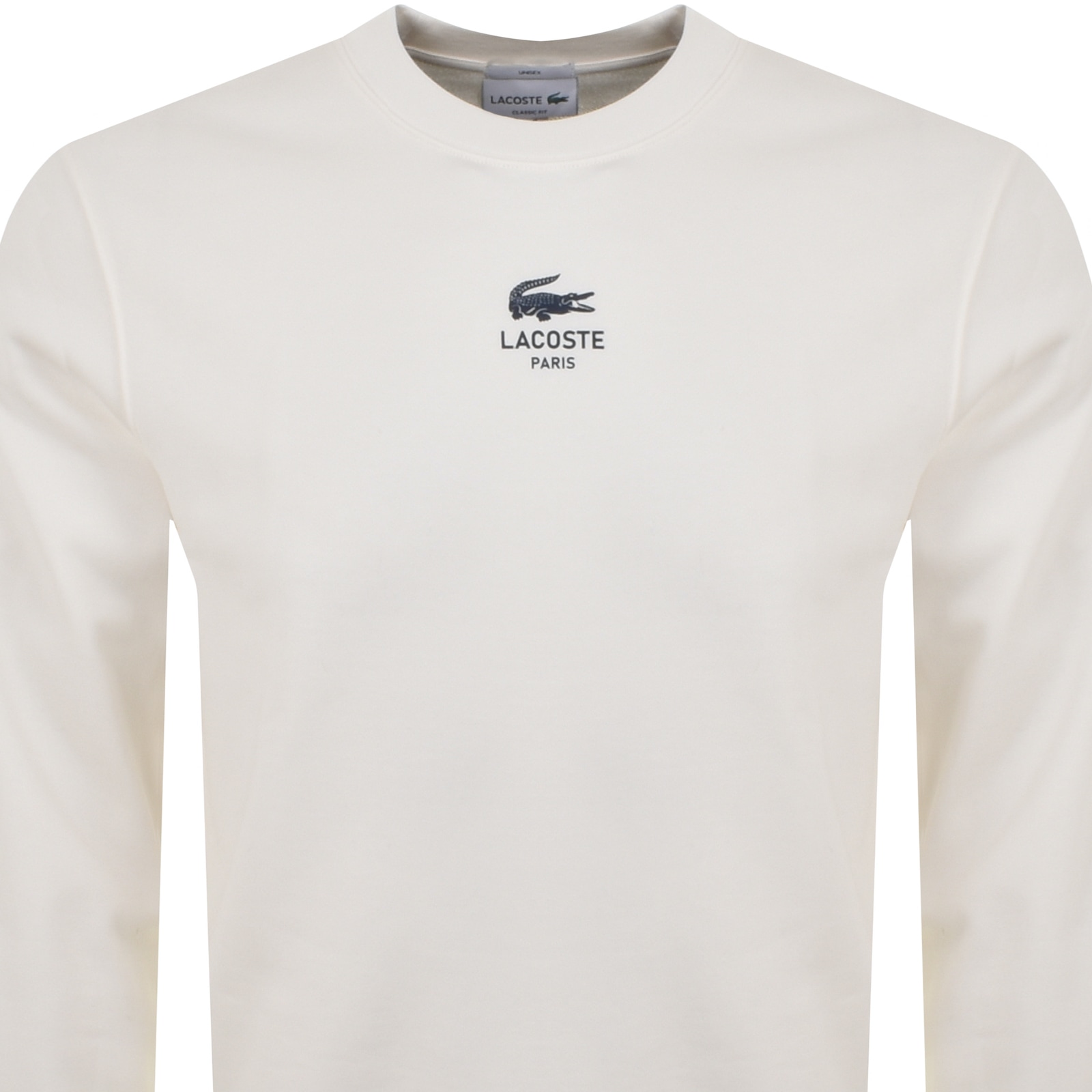 Shop Lacoste Logo Sweatshirt Off White